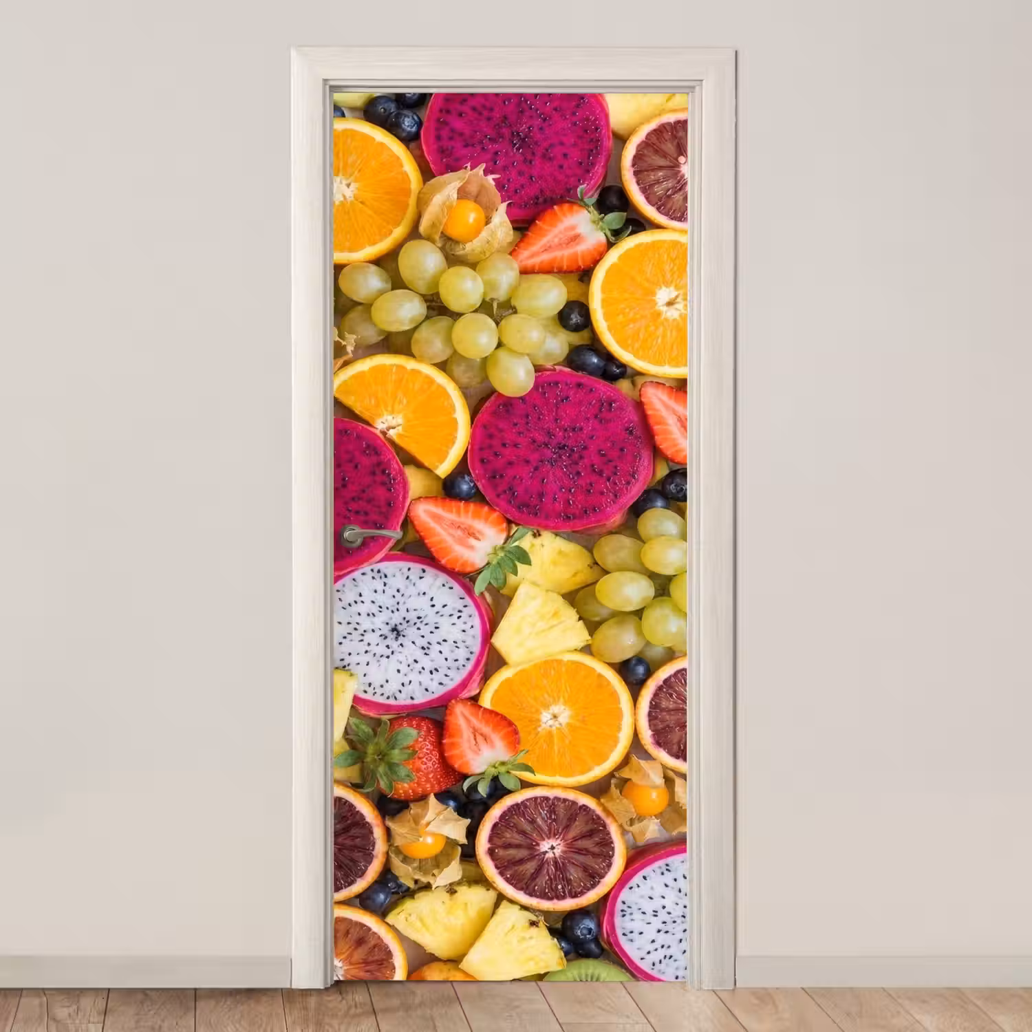 Fruit - Assortiment - Kleurrijk - Gezondheid deurposter klein -3d_beige
