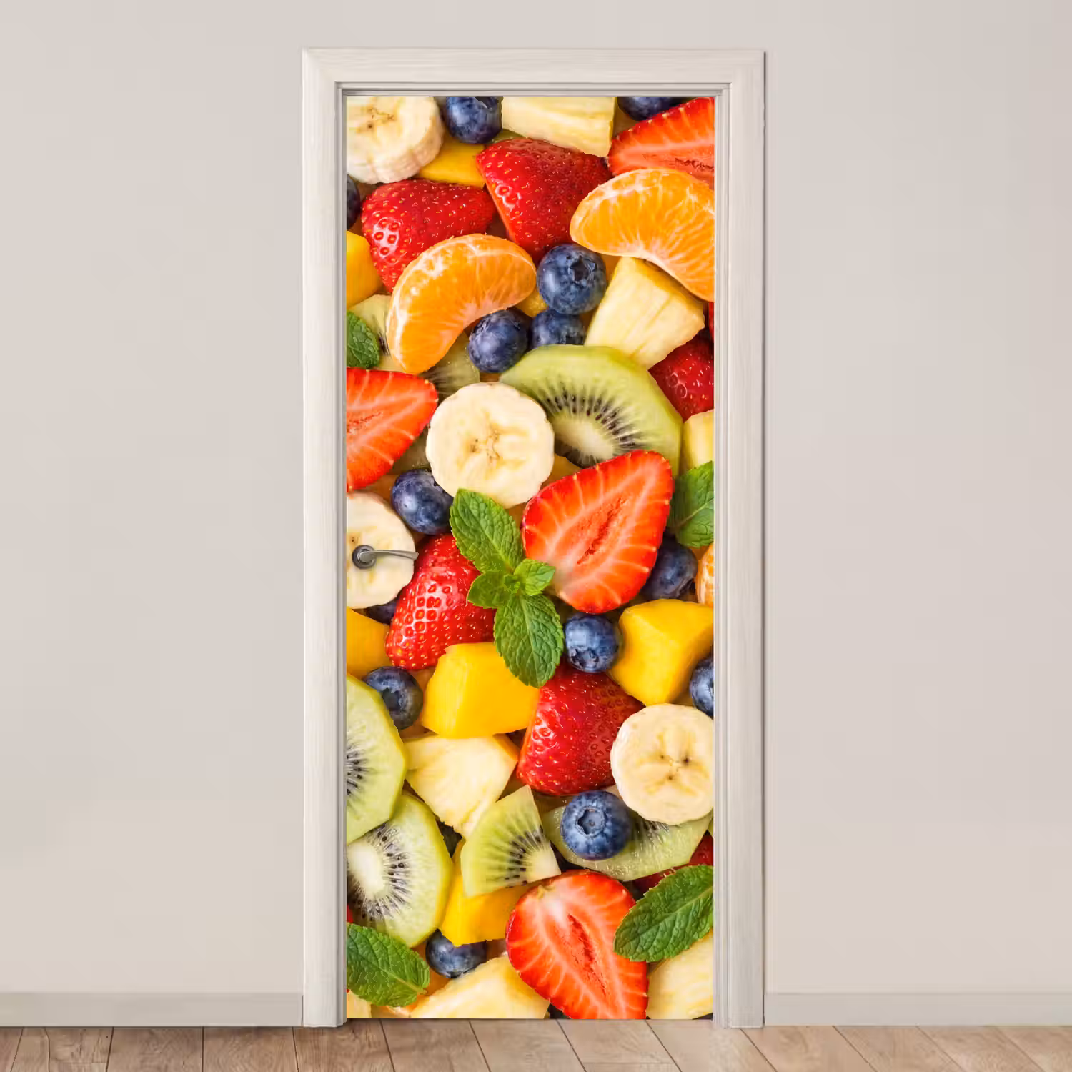 Fruit - Plakjes - Eten - Kleurrijk deurposter klein -3d_beige