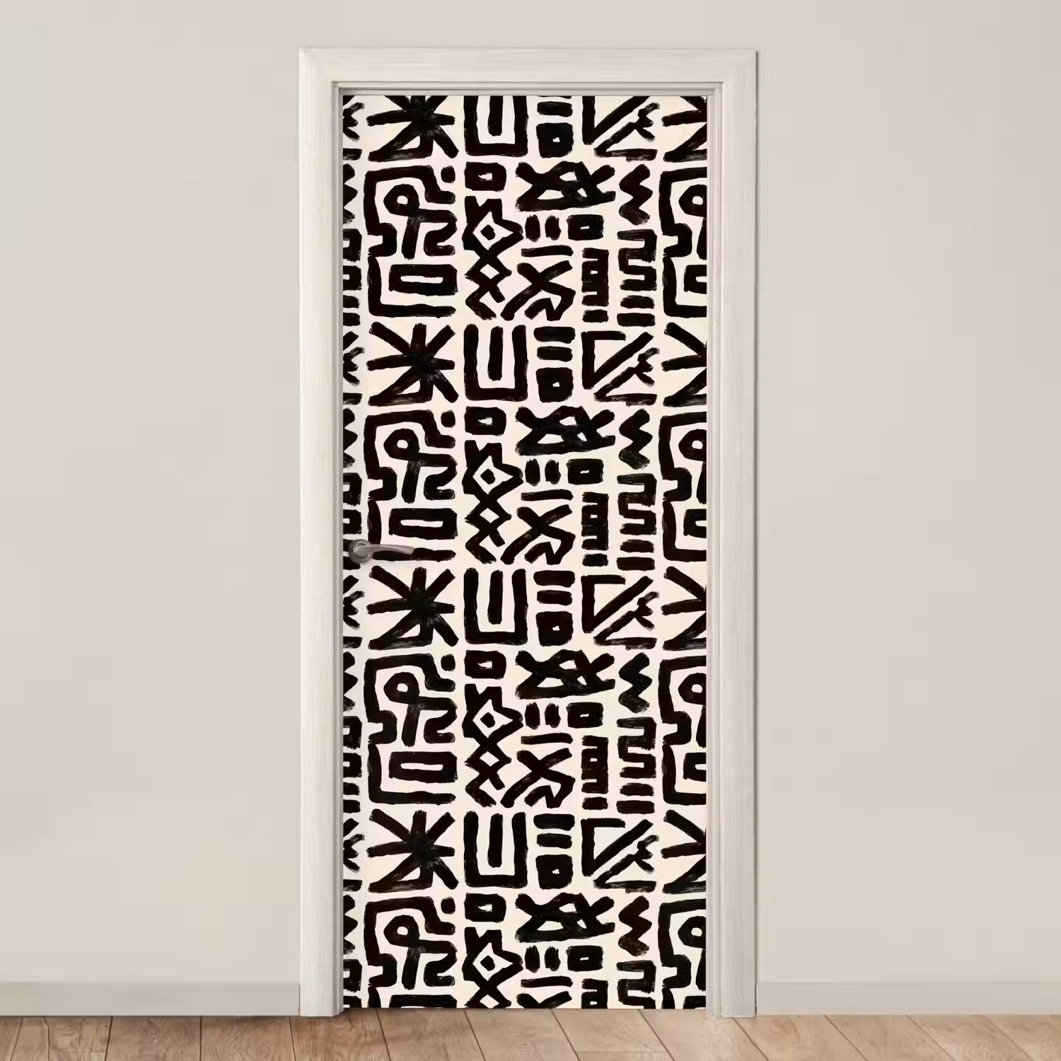 Geometrisch - Figuren - Zwart deurposter klein 289 -3d_beige