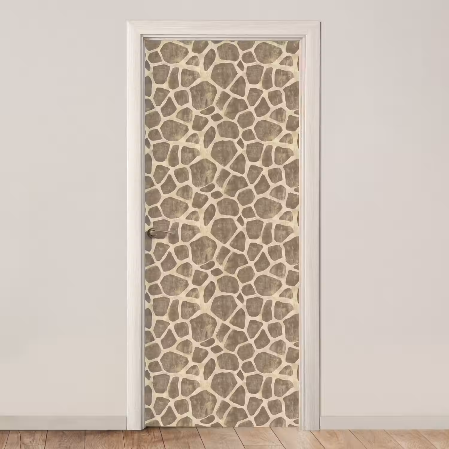Giraf - Patroon - Beige - Bruin deurposter klein 289 -3d_beige