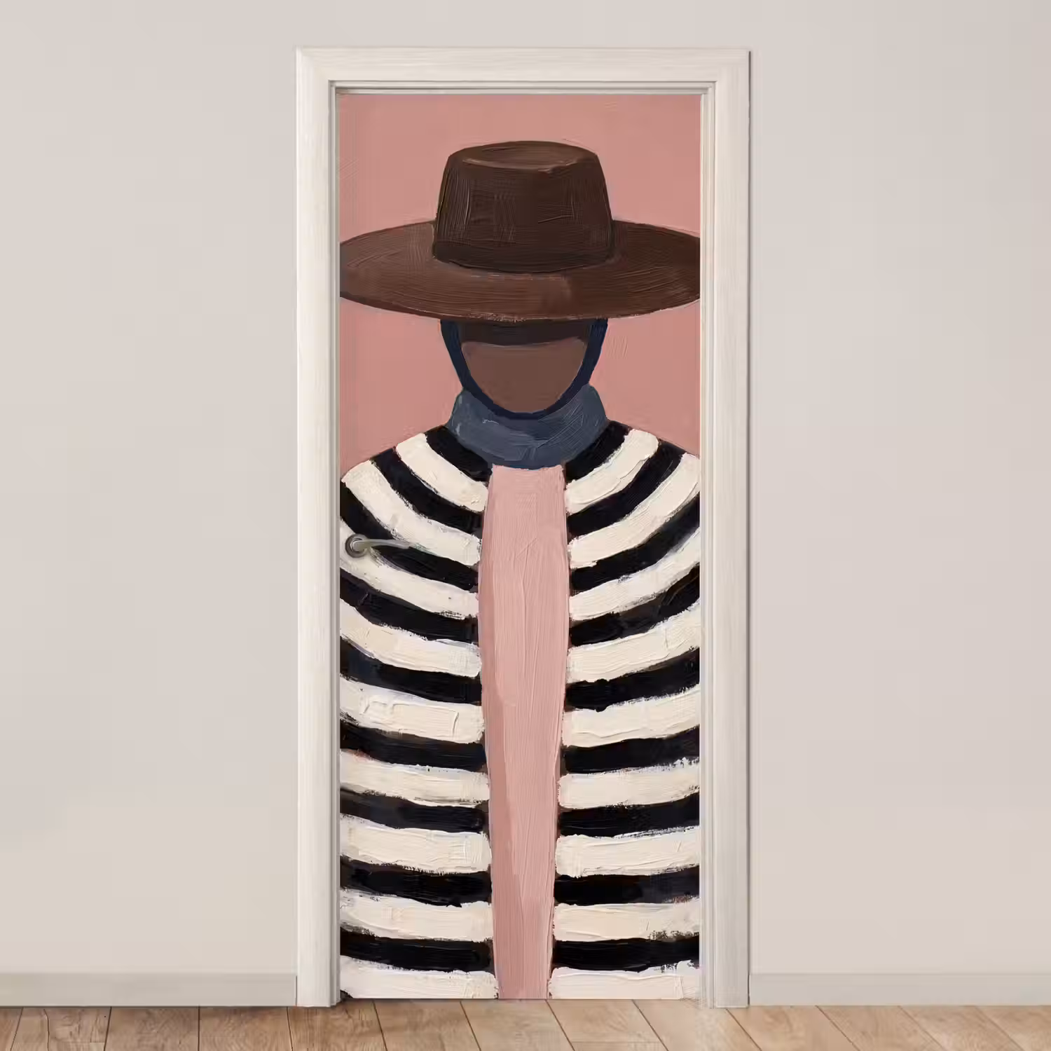 Grafisch - Vrouw - Roze deurposter klein -3d_beige