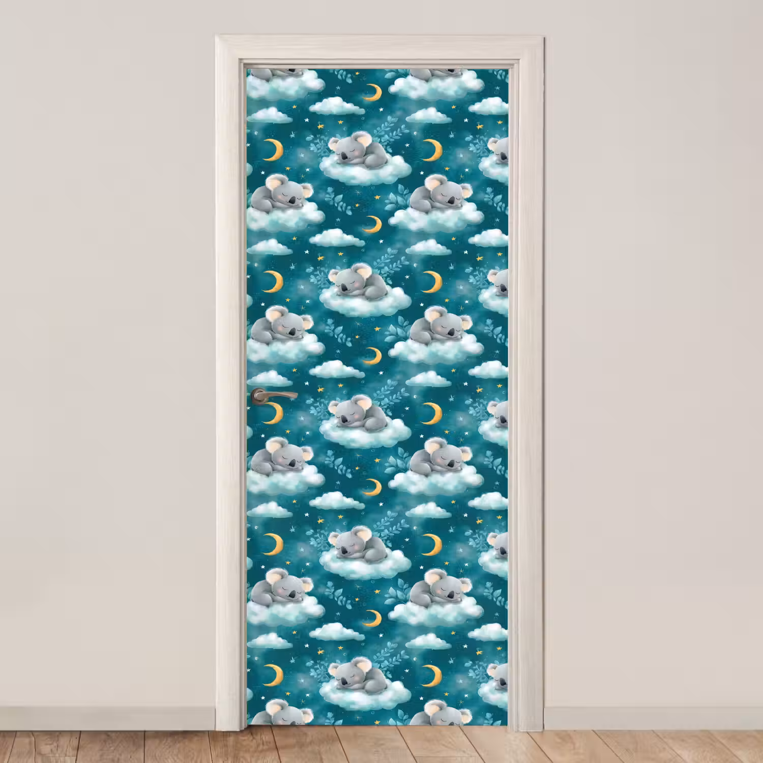 Koala's - Betoverend - Blauw deurposter klein 289 -3d_beige