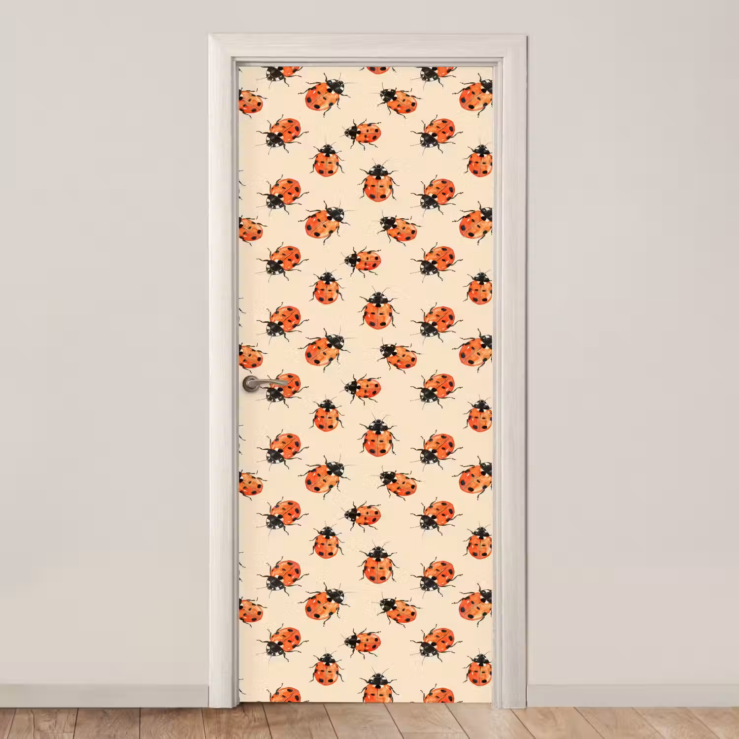 Lieveheersbeestjes - Patroon - Rood deurposter klein 289 -3d_beige