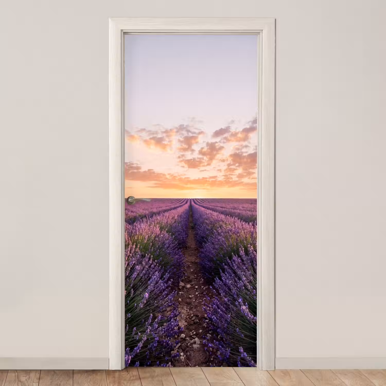Landschap - Lavendelveld - Paars deurposter klein -3d_beige