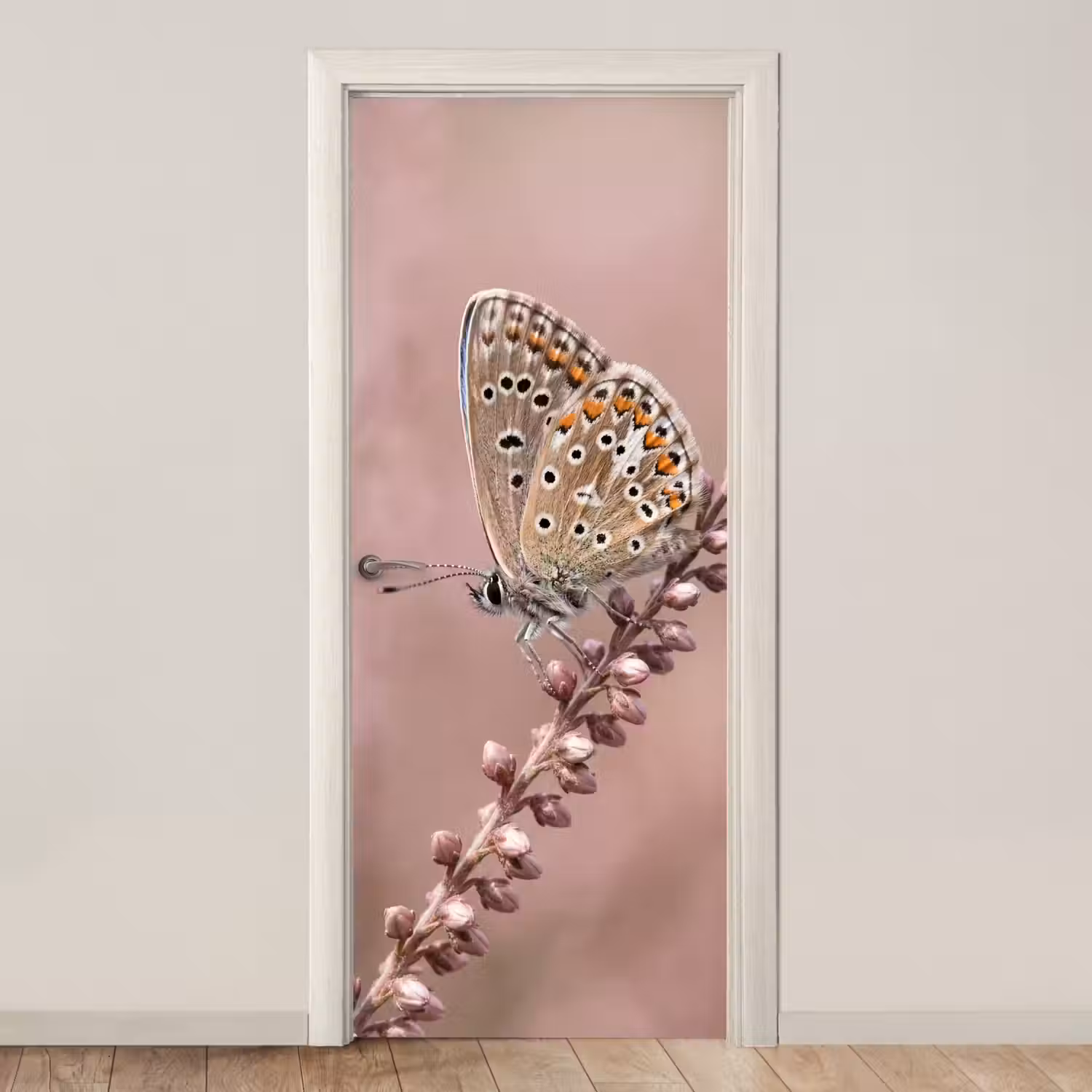 Lavendel - Vlinder - Paars deurposter klein -3d_beige