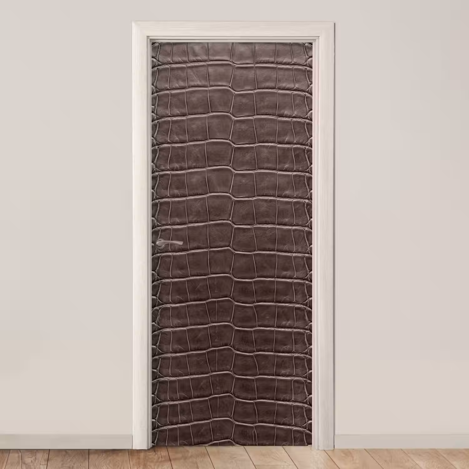 Leer - Krokodil - Mat deurposter klein -3d_beige
