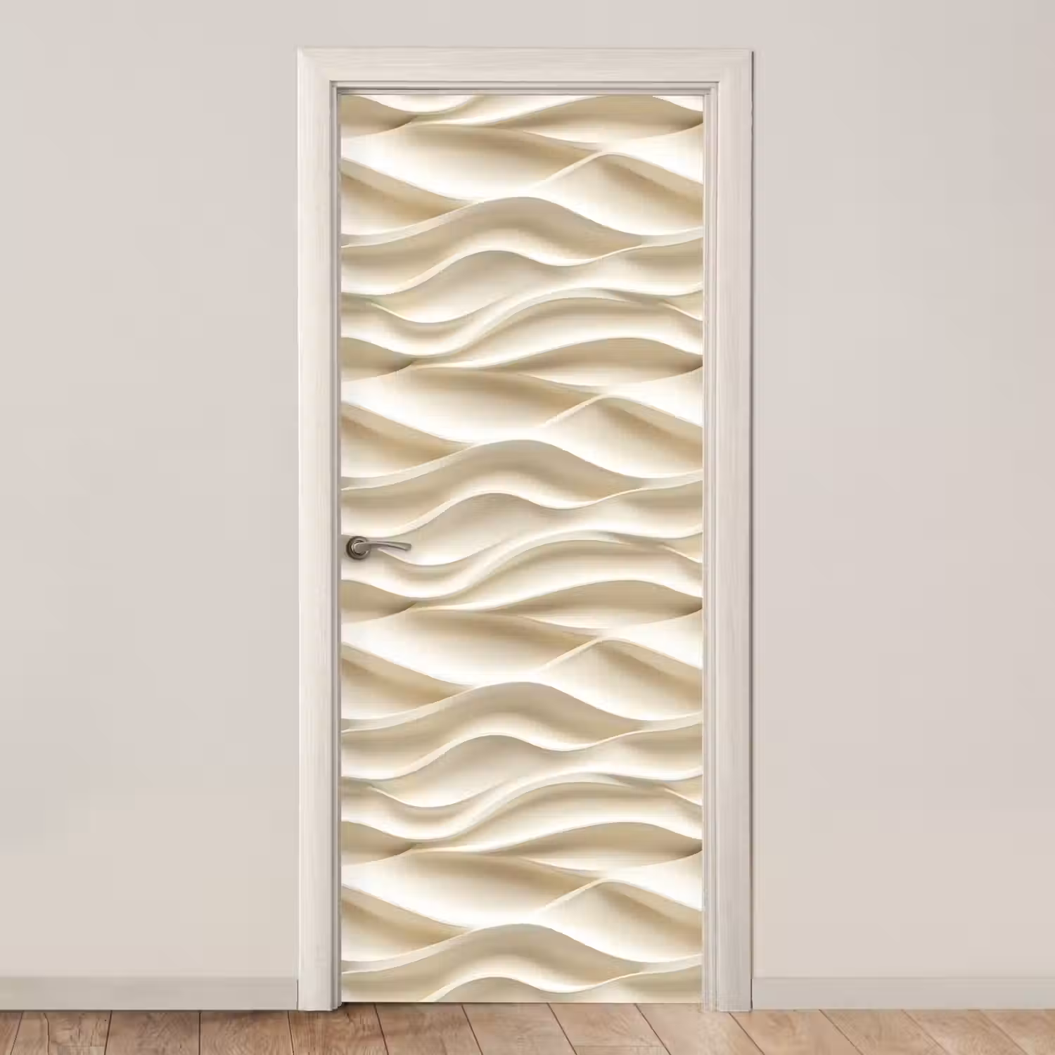 Lijnen - Golvend - Crème deurposter klein 289 -3d_beige