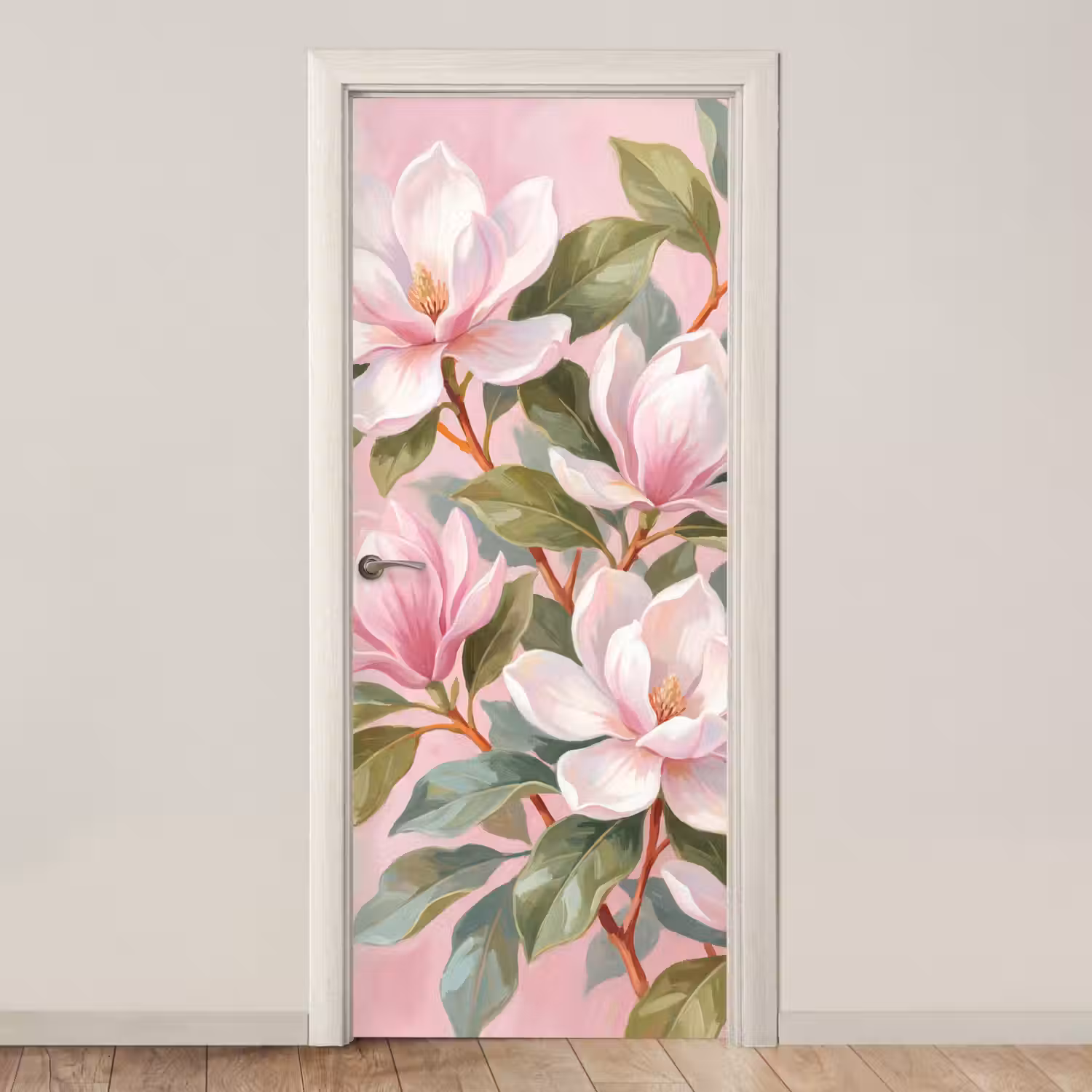 Magnolia's - Patroon - Roze deurposter klein -3d_beige
