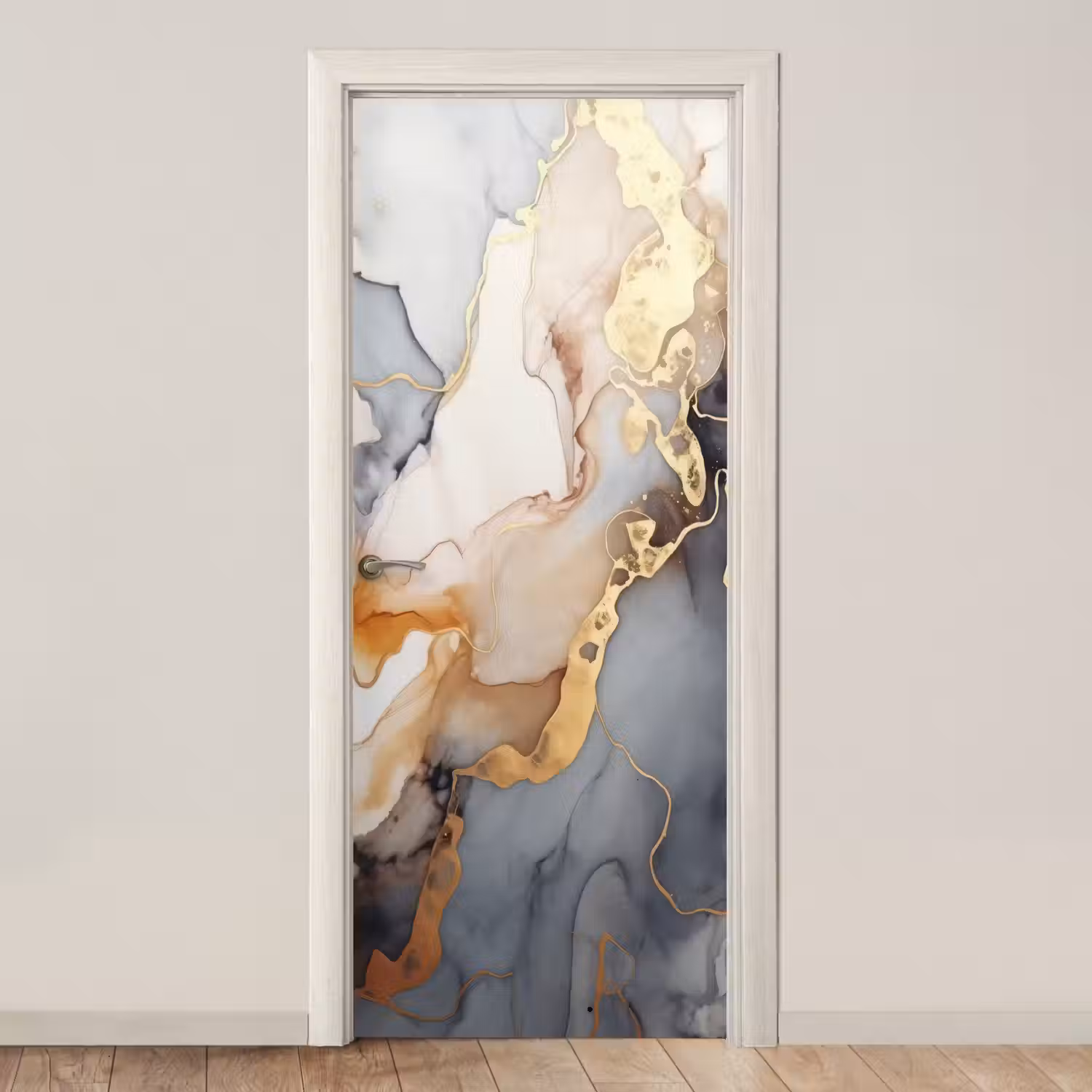 Marmer - Zwart - Goud - Wit deurposter klein -3d_beige