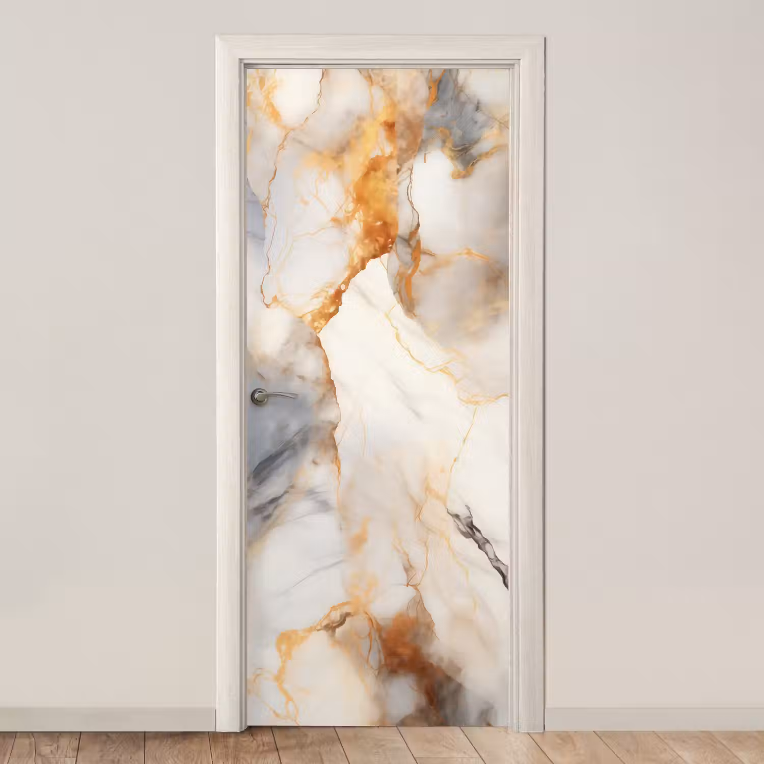 Marmer - Grijs - Goud deurposter klein -3d_beige
