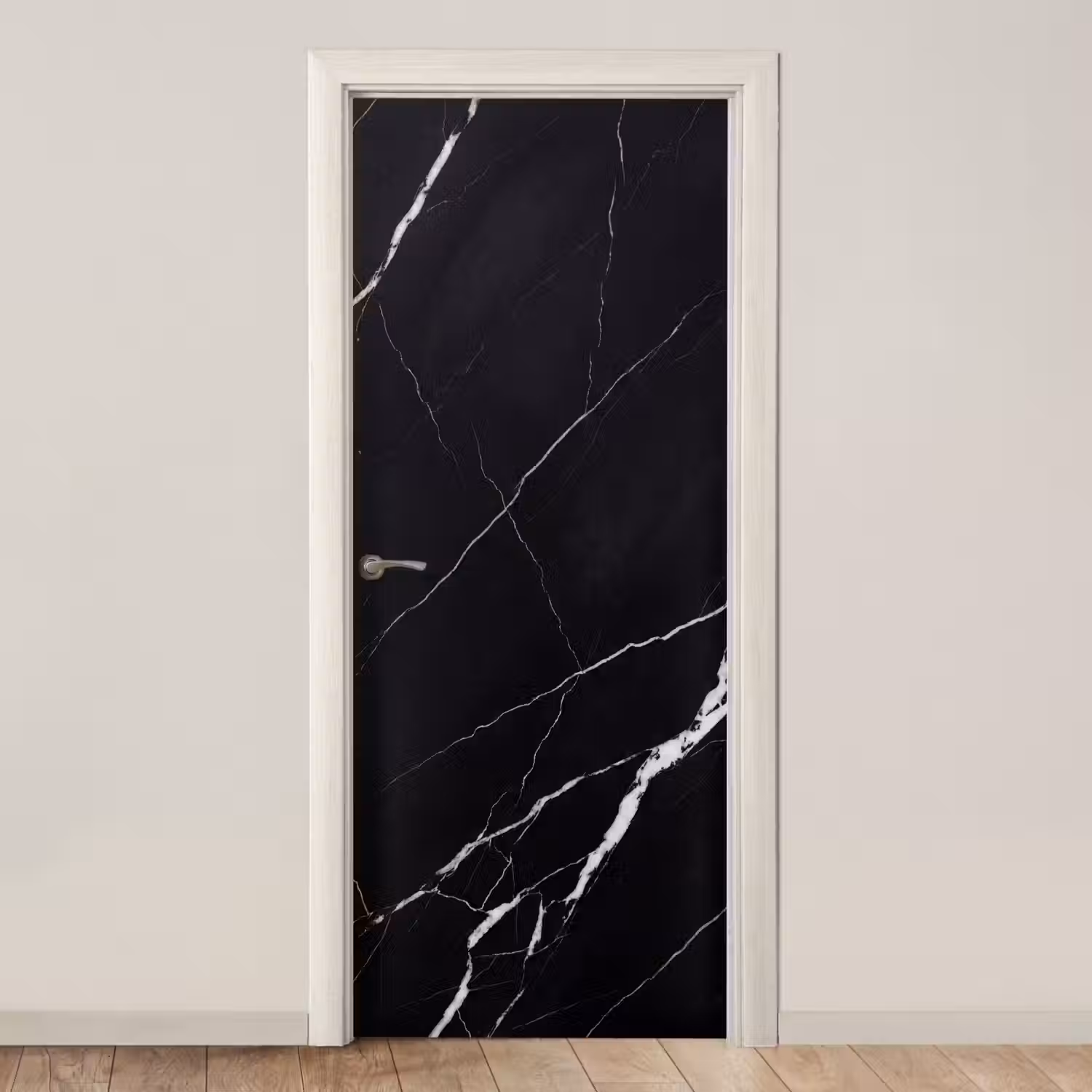 Marmer - Patroon - Abstract - Modern - Zwart deurposter klein -3d_beige