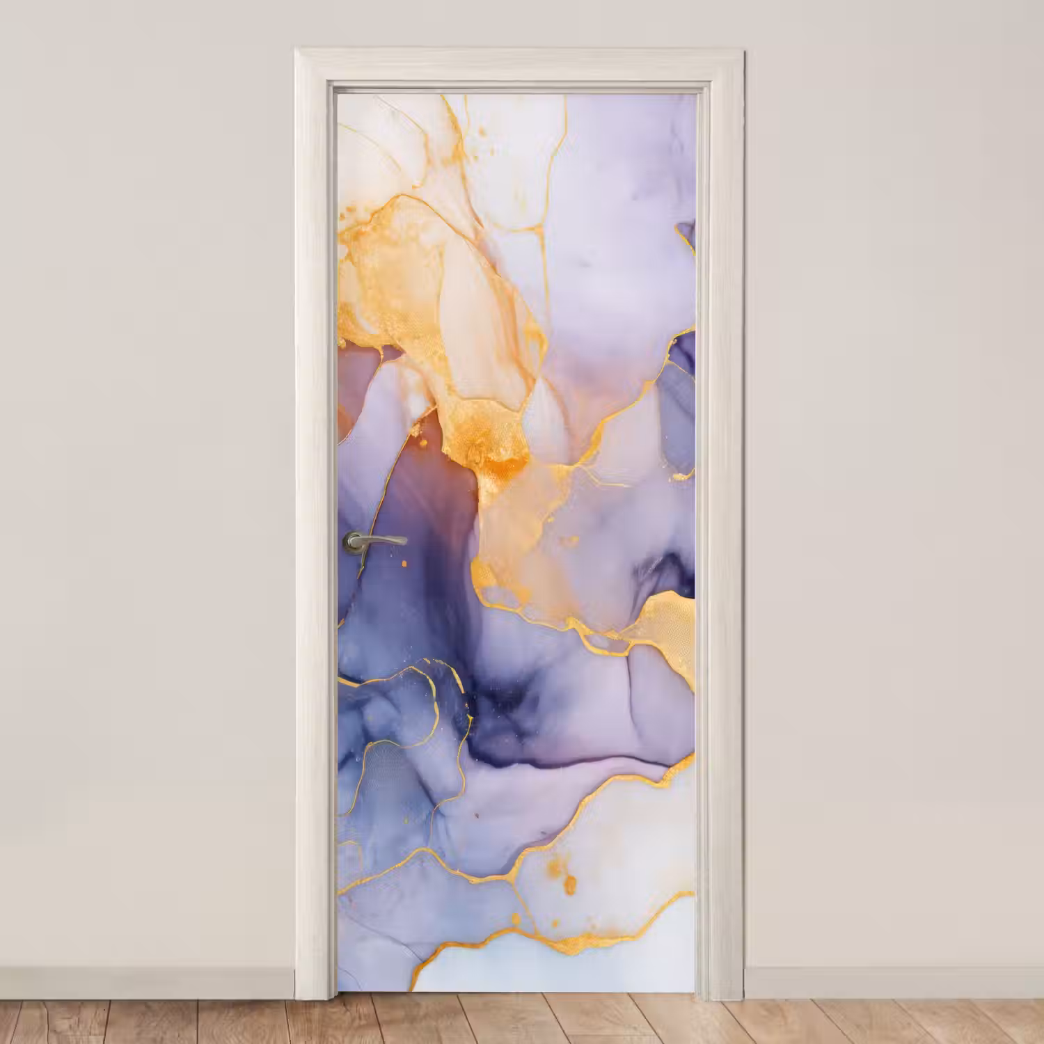 Marmer - Paars - Lila - Goud - Abstract deurposter klein -3d_beige