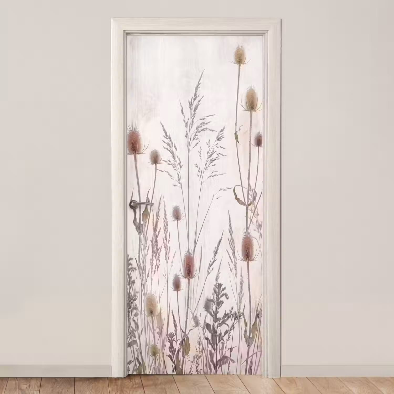 Weidebloemen - Design - Sepia deurposter klein -3d_beige