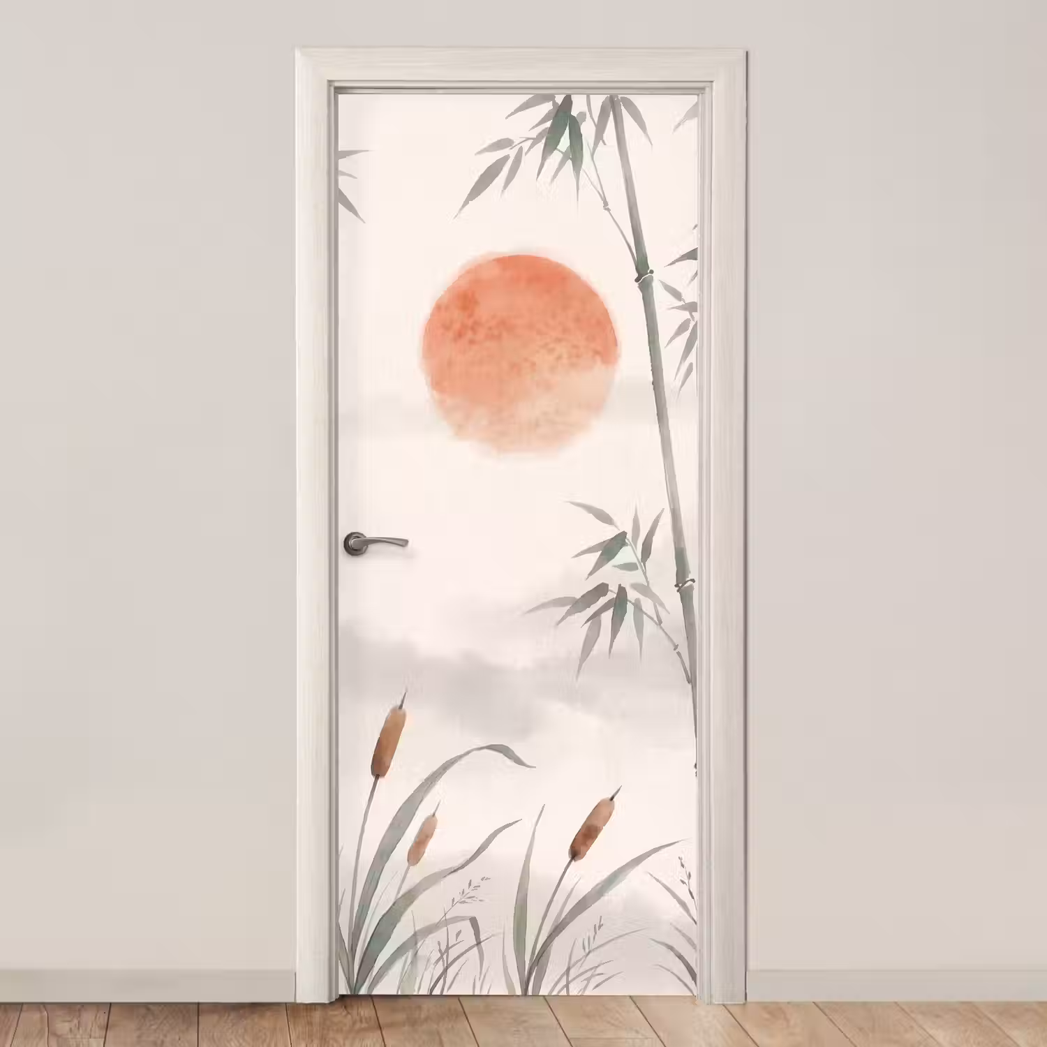 Minimalistisch - Bamboe - Groen deurposter klein -3d_beige