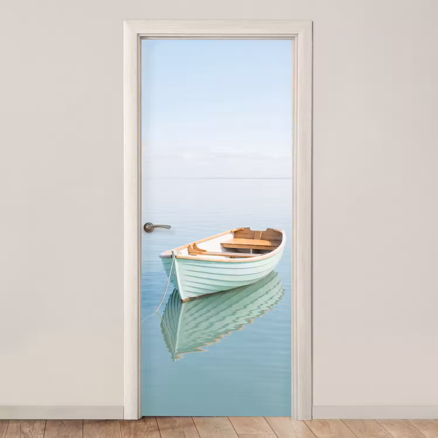 Minimalistisch - Boot - Zee deurposter klein -3d_beige