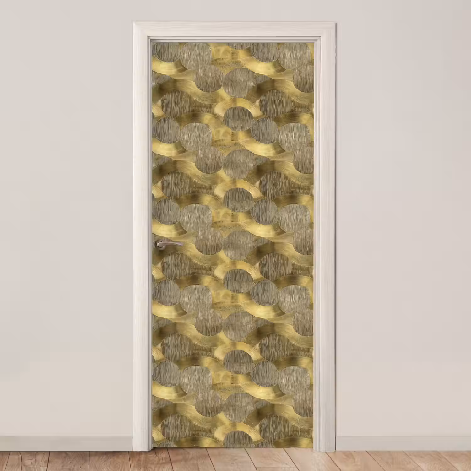 Modern - Geometrisch - Goud deurposter klein 289 -3d_beige