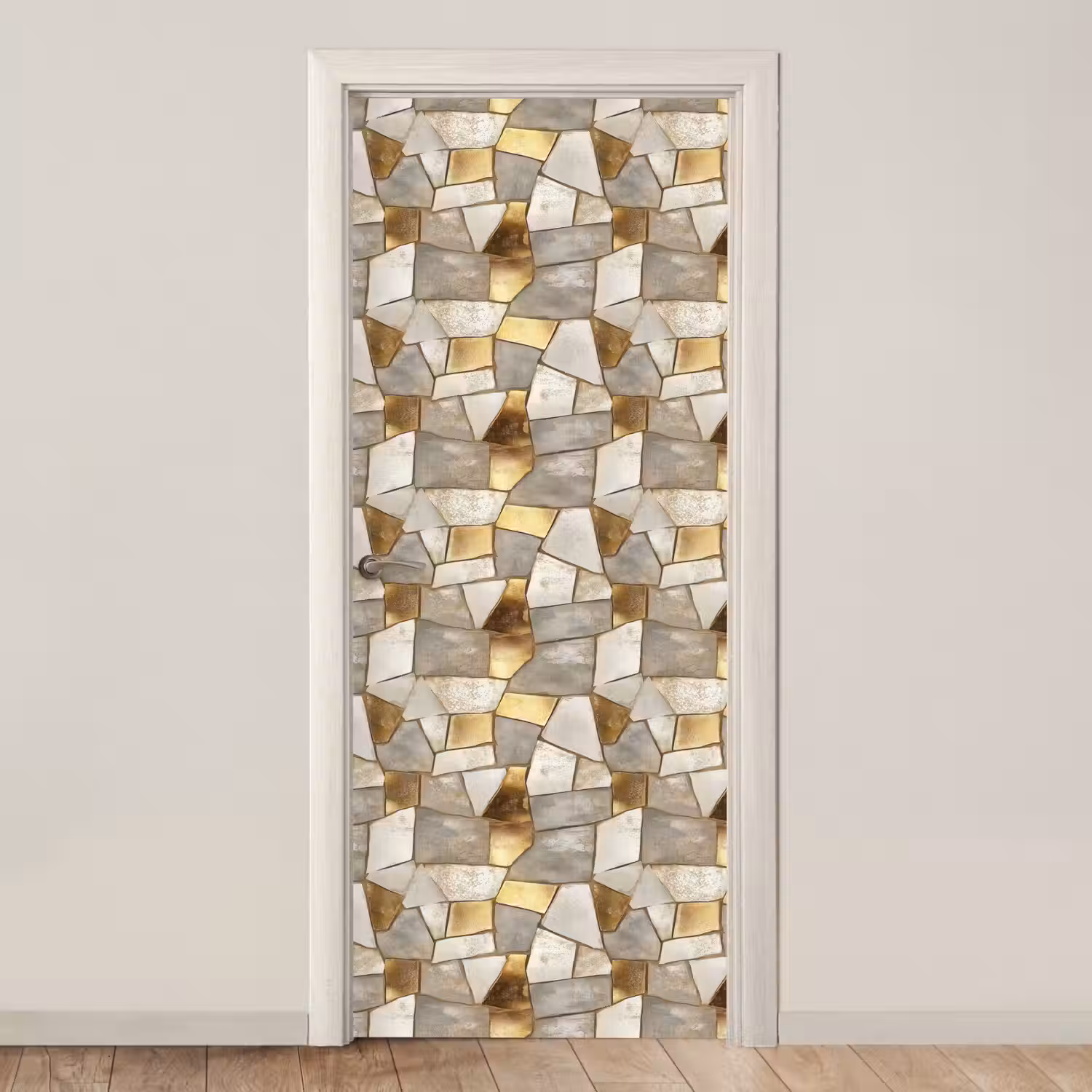 Mozaïek - Marmer - Goud deurposter klein 289 -3d_beige