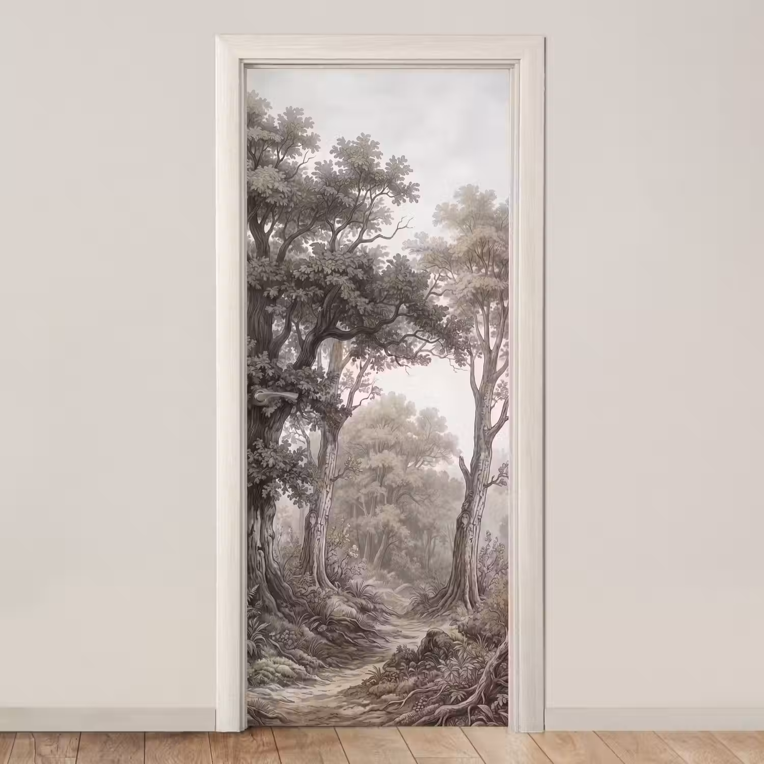 Natuur - Bos - Eik deurposter klein -3d_beige
