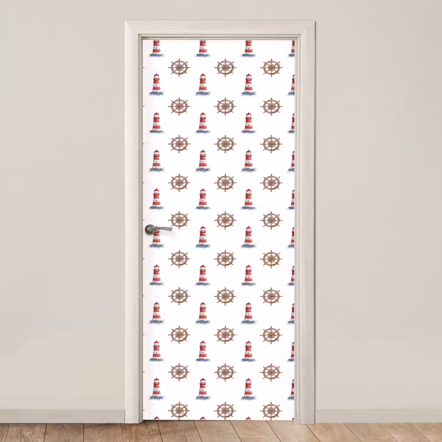 Nautisch - Klassiek - Rood deurposter klein 289 -3d_beige