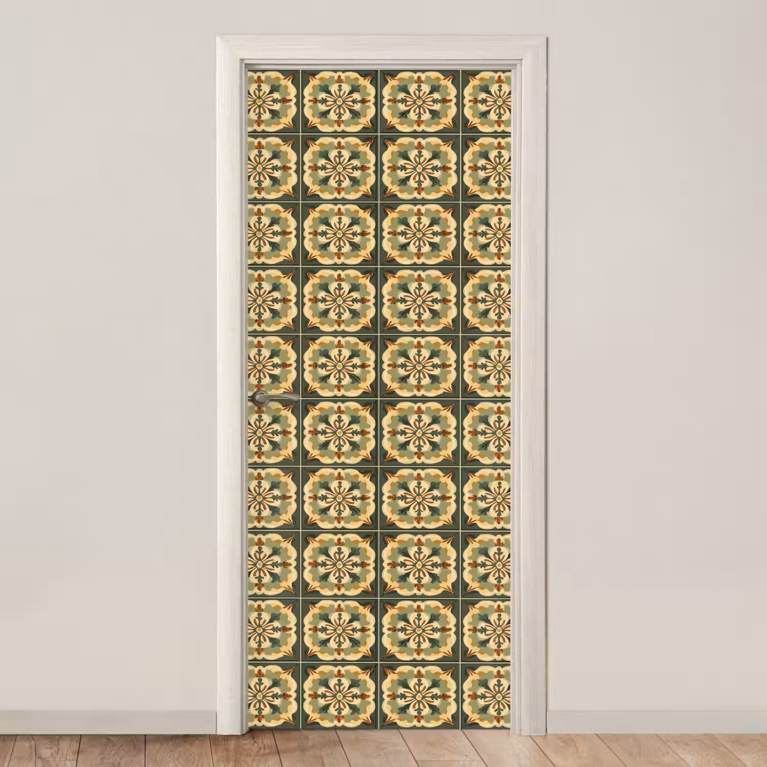 Ornament - Patroon - Groen deurposter klein 289 -3d_beige