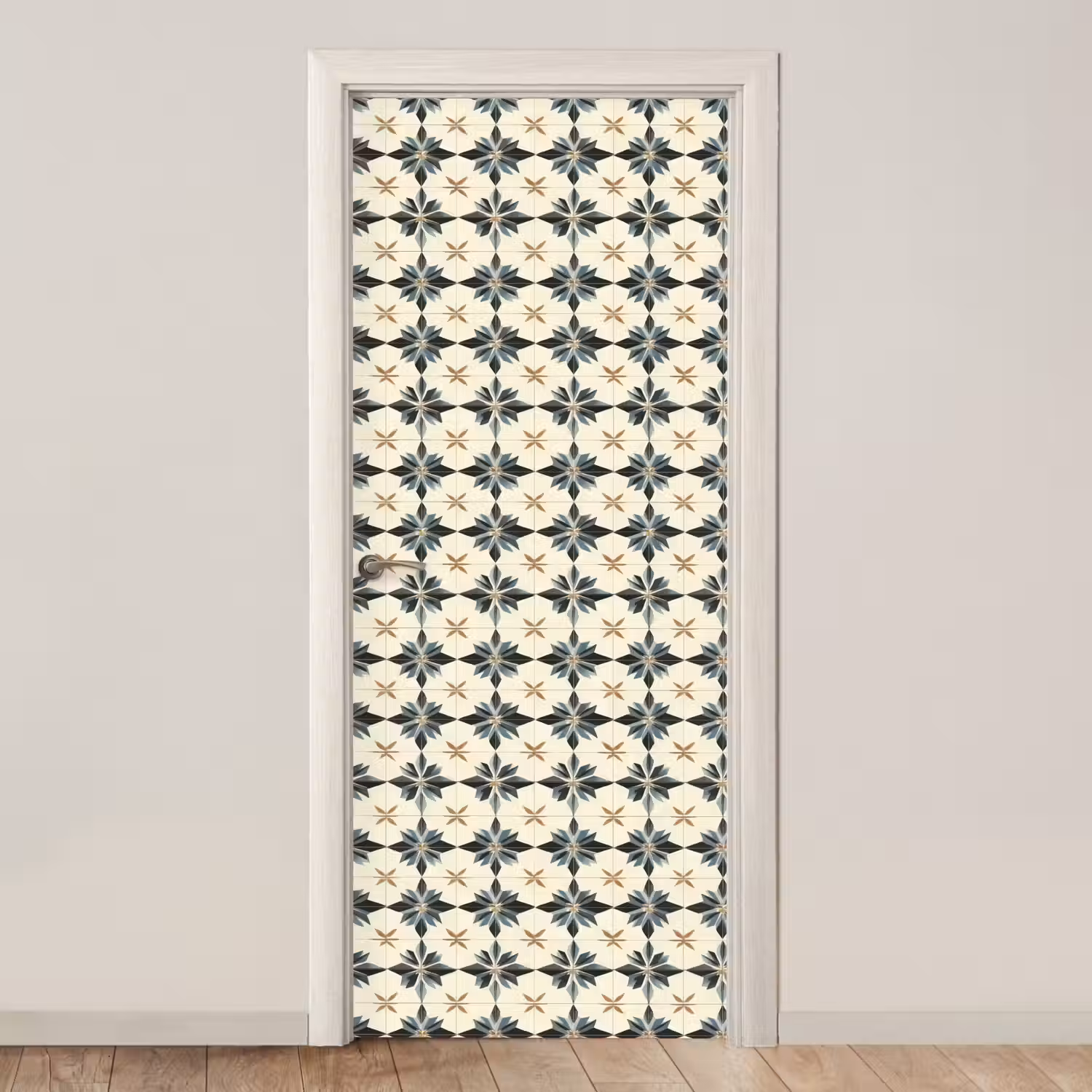 Sierlijk - Ornament - Blauw deurposter klein 289 -3d_beige