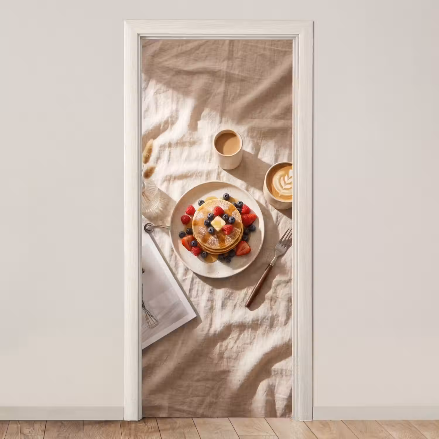 Pannenkoeken - Bessen - Ontbijt - Modern - Beige deurposter klein -3d_beige