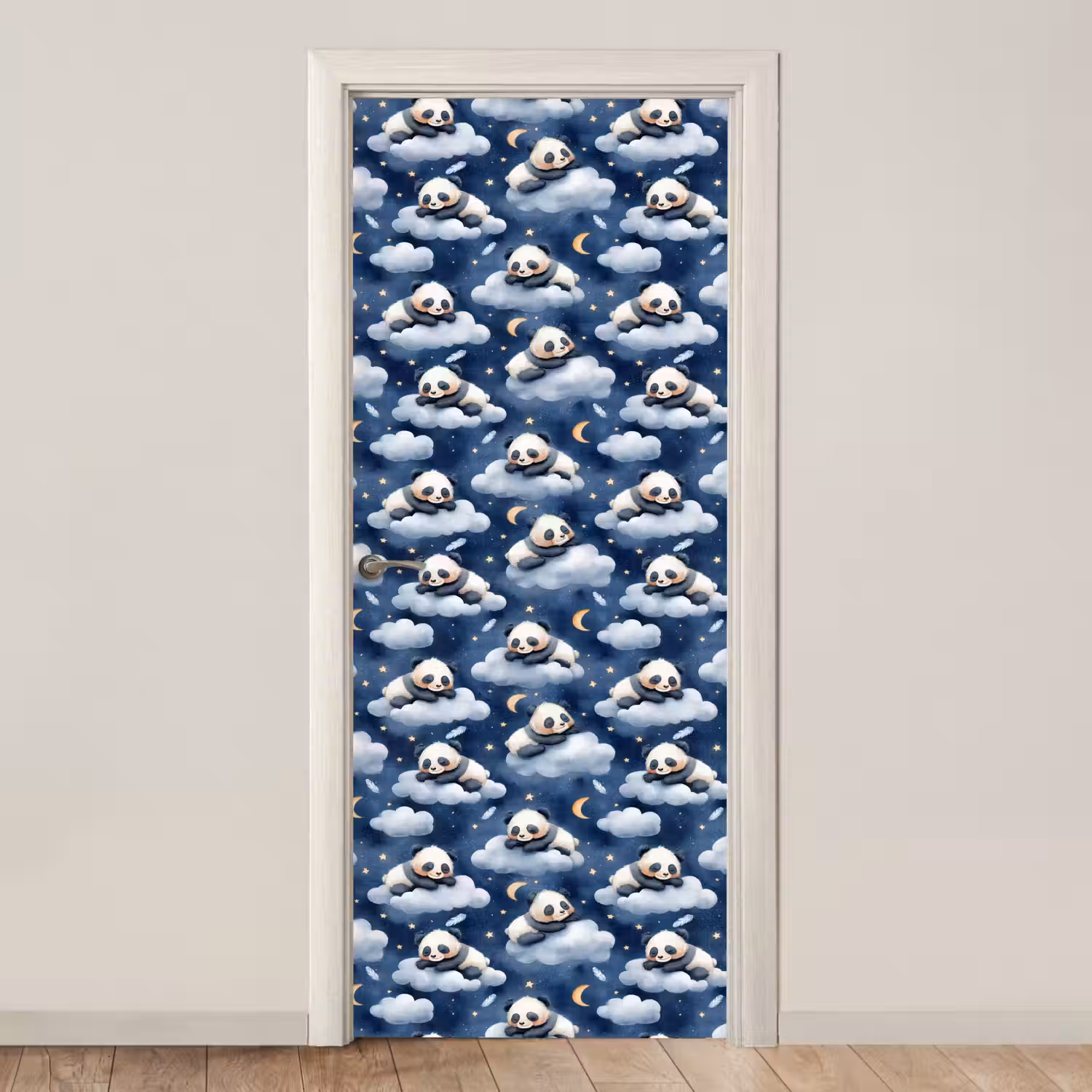 Panda's - Slapen - Blauw deurposter klein 289 -3d_beige