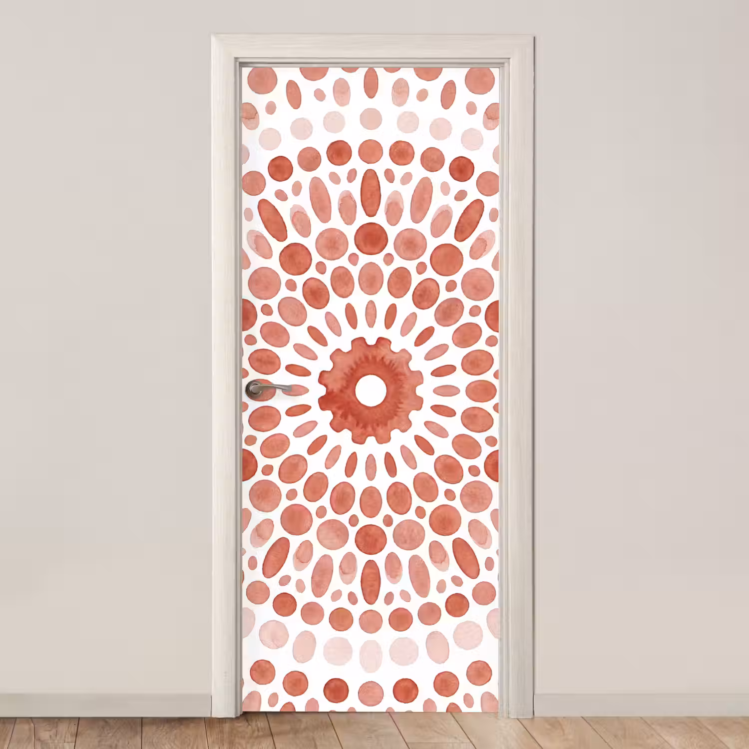 Patroon - Cirkels - Abstract - Modern - Rood deurposter klein -3d_beige