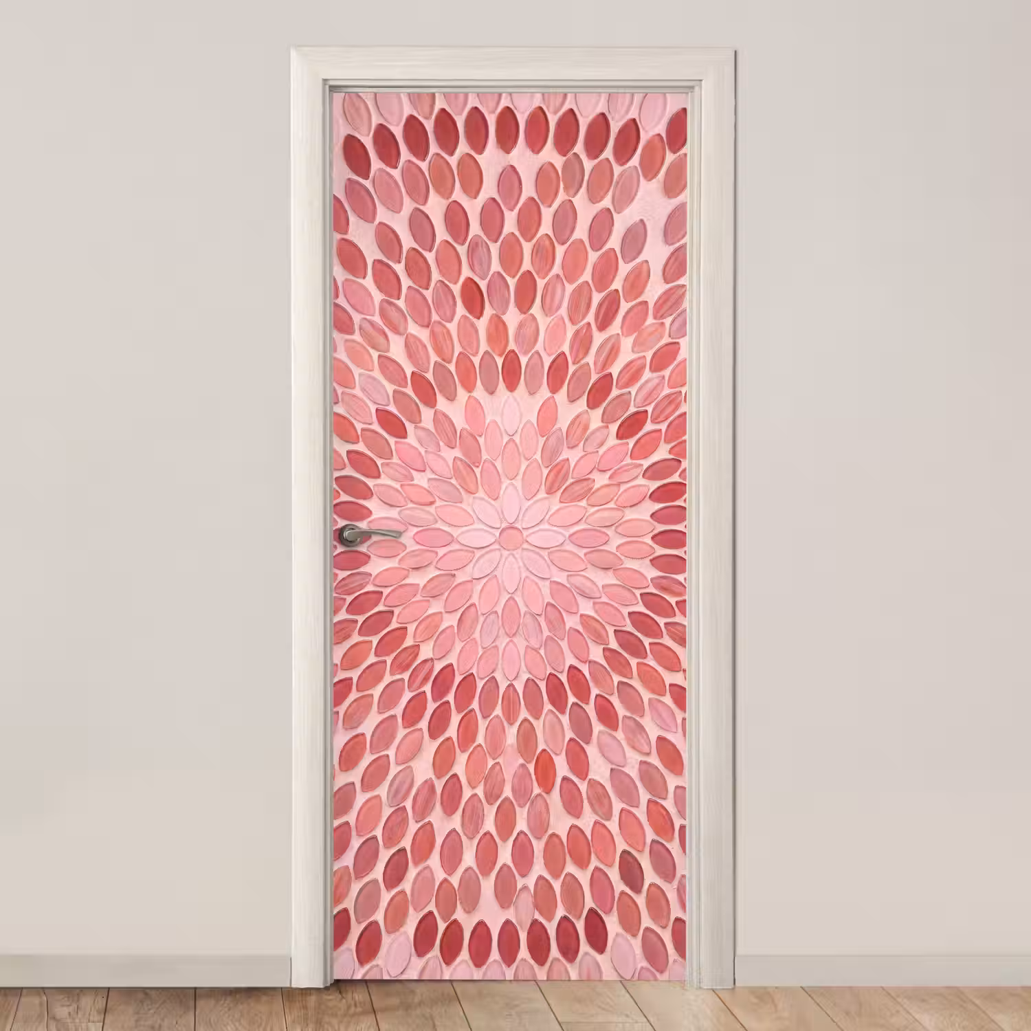 Patroon - Mozaïek - Ovaal - Abstract - Roze deurposter klein -3d_beige