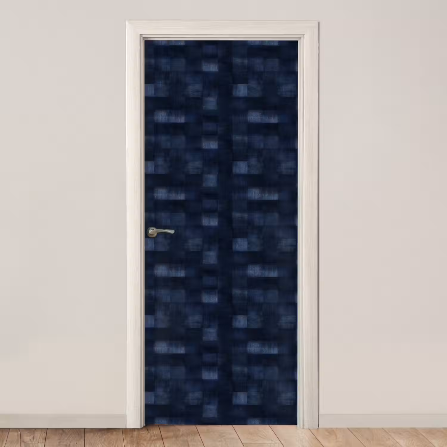 Patroon - Ruit - Marineblauw deurposter klein 289 -3d_beige