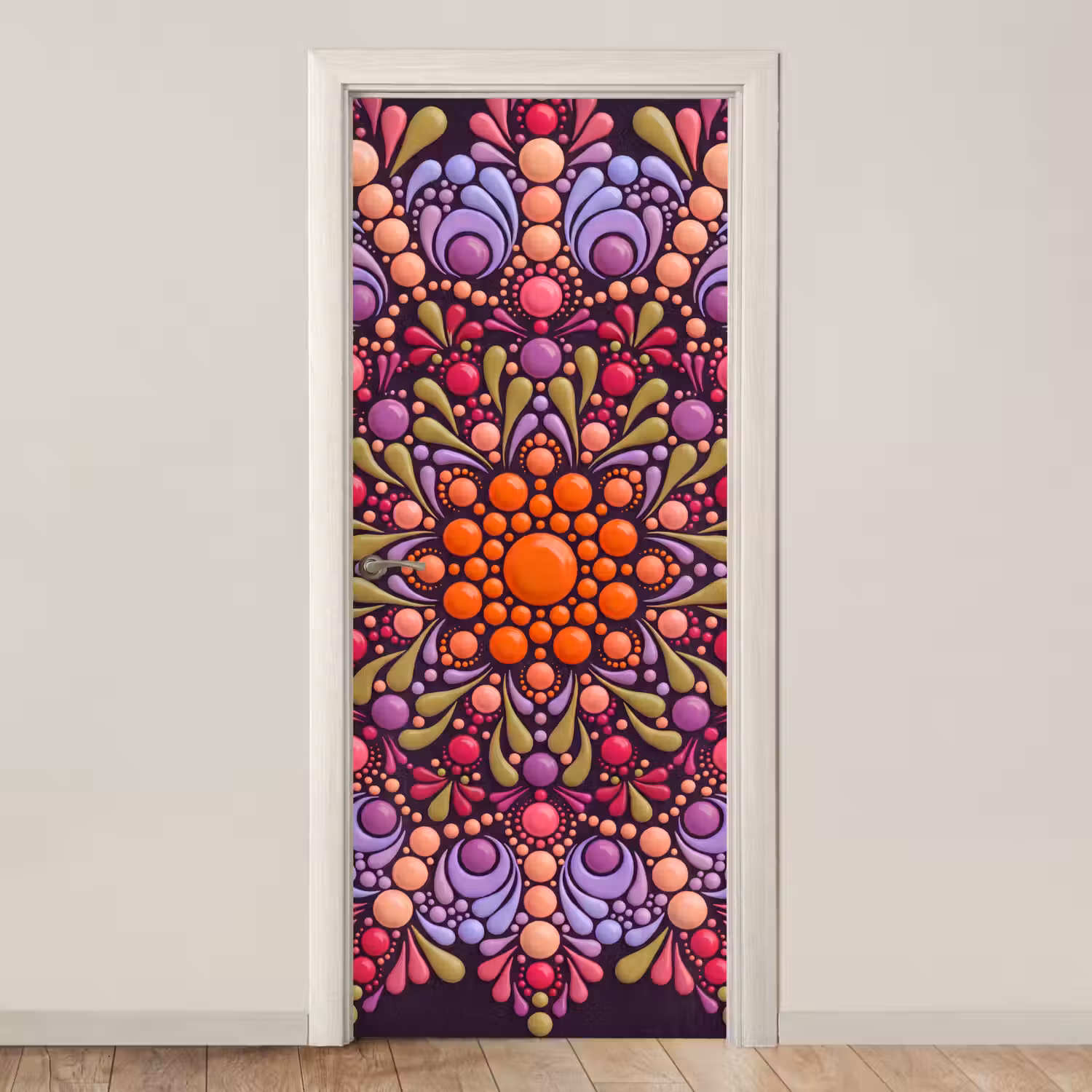 Patroon - Stippen - Abstract - Modern - Kleurrijk deurposter klein -3d_beige