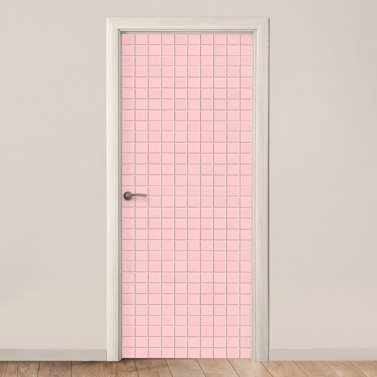Patroon - Tegel - Pastelroze deurposter klein 289 -3d_beige
