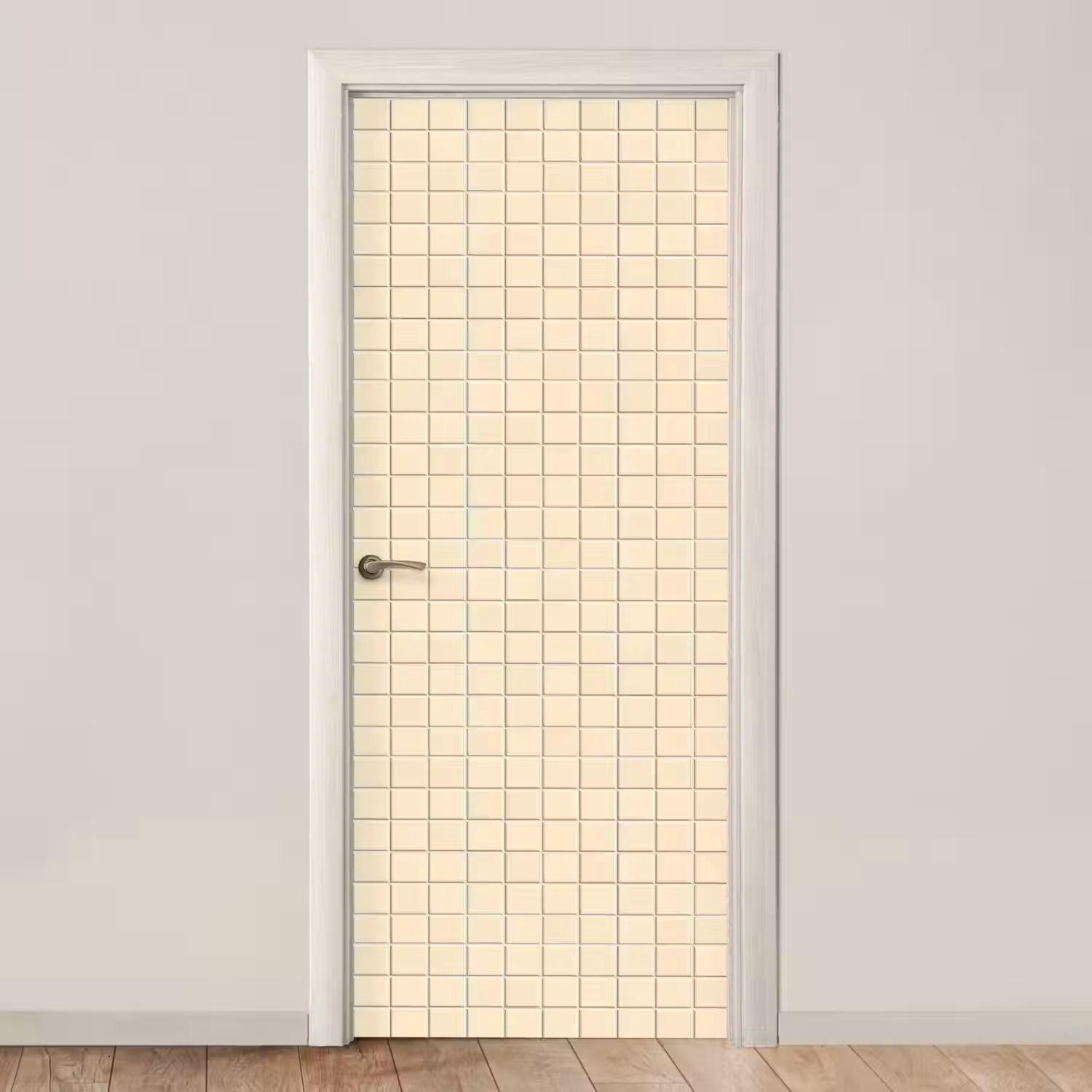 Patroon - Tegels - Gebroken - Wit deurposter klein 289 -3d_beige