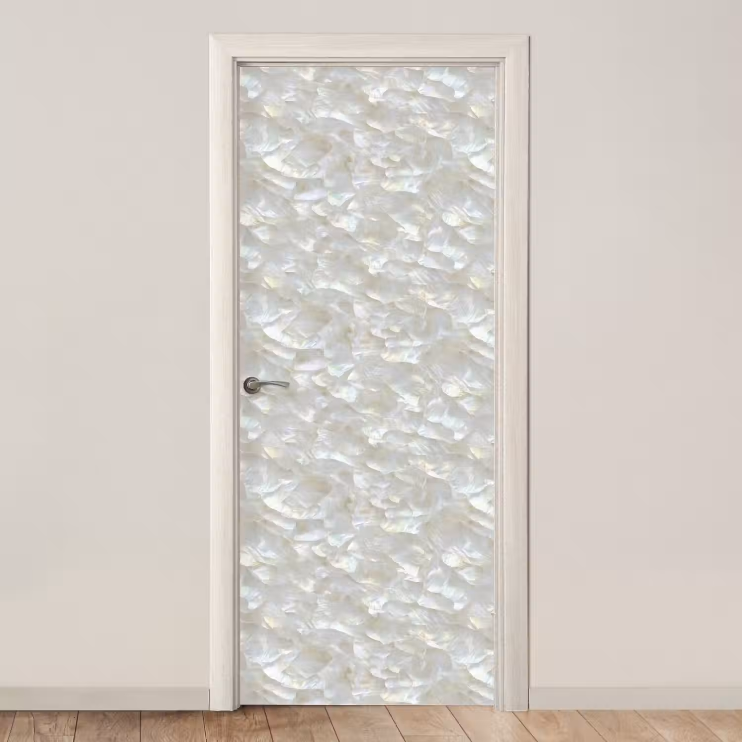 Parelmoerglans - Wit - Schelp deurposter klein 289 -3d_beige