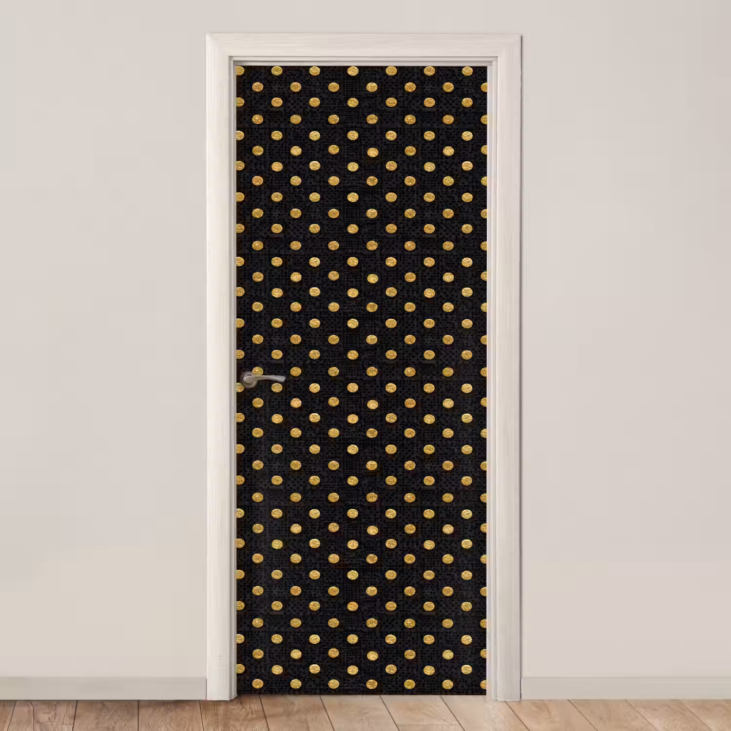 Polka Dot - Stippen - Goud - Zwart deurposter klein 289 -3d_beige