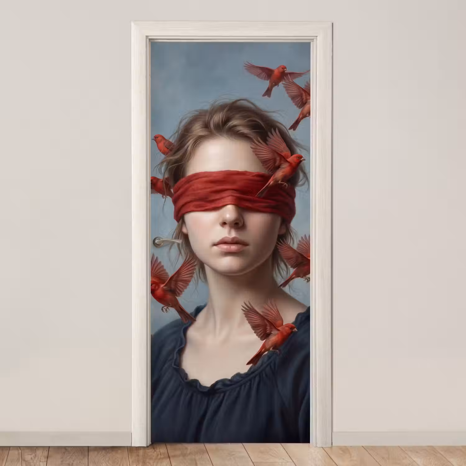 Portret - Krachtig - Rood deurposter klein -3d_beige