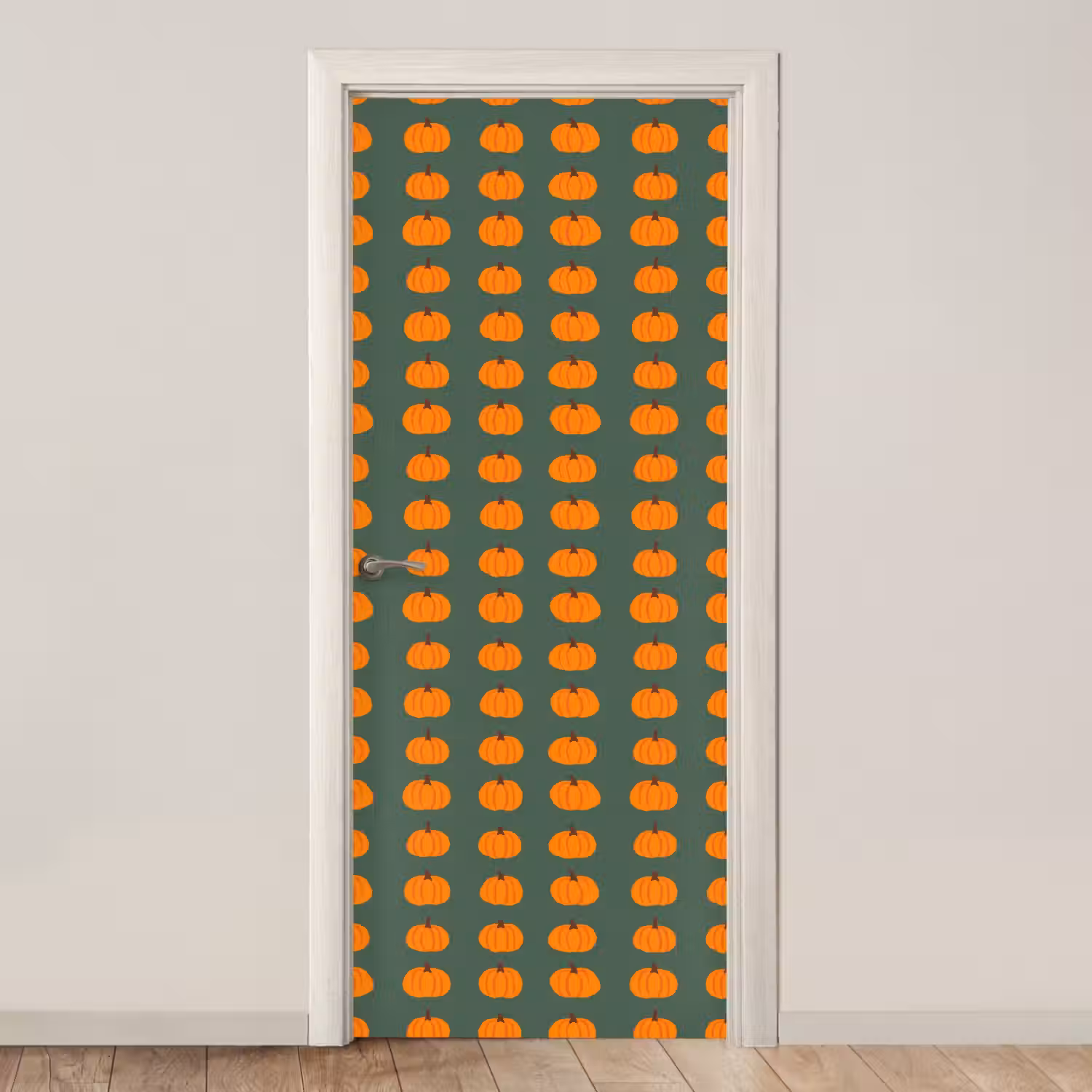 Pompoen - Patroon - Oranje deurposter klein 289 -3d_beige