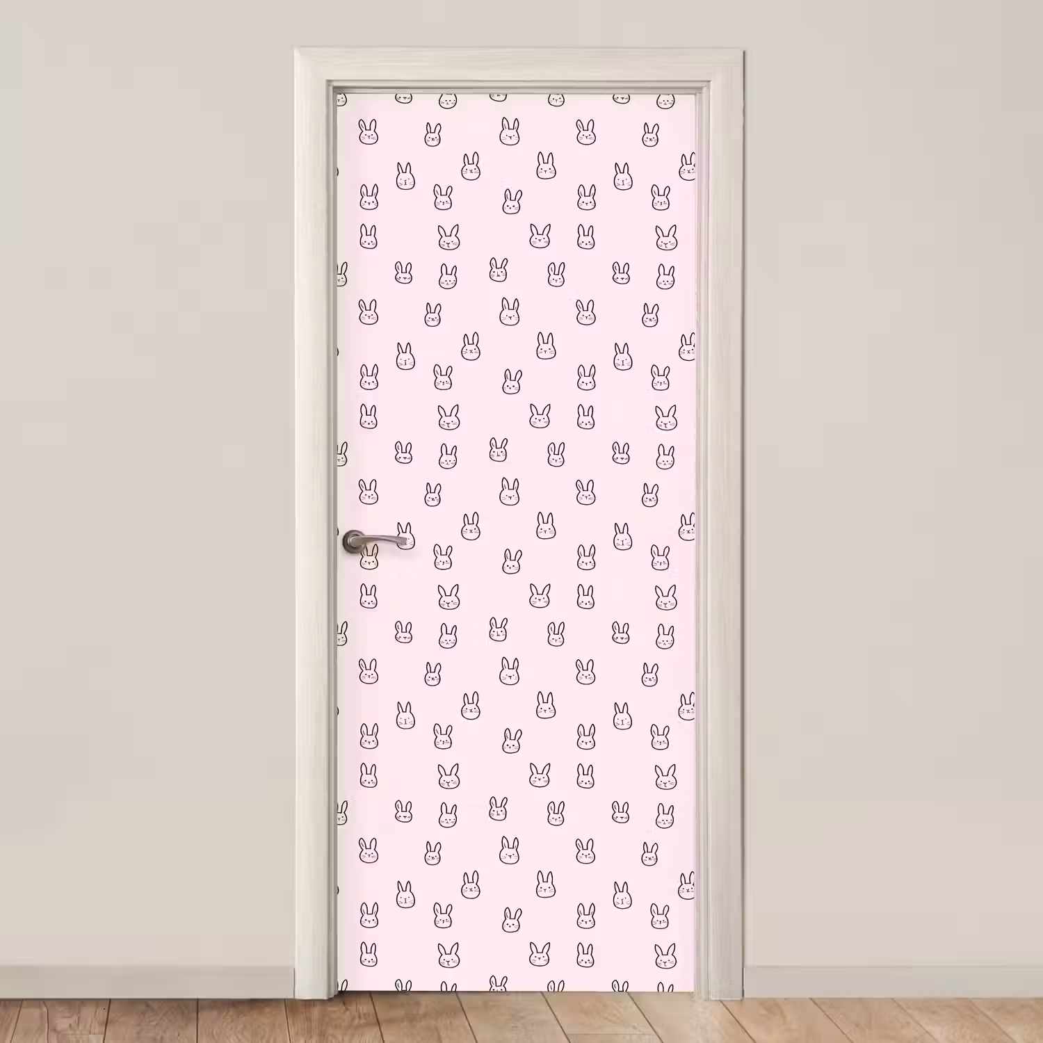 Konijnen - Minimalistisch - Roze deurposter klein 289 -3d_beige