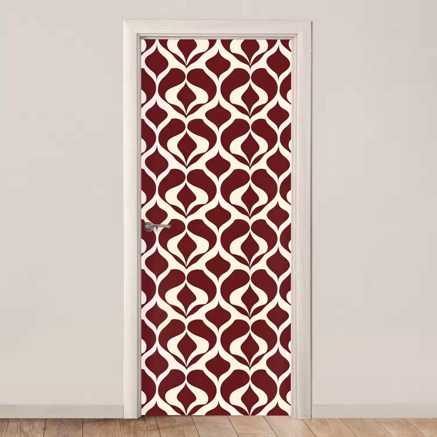 Rood - Druppelpatroon - Grafisch deurposter klein 289 -3d_beige