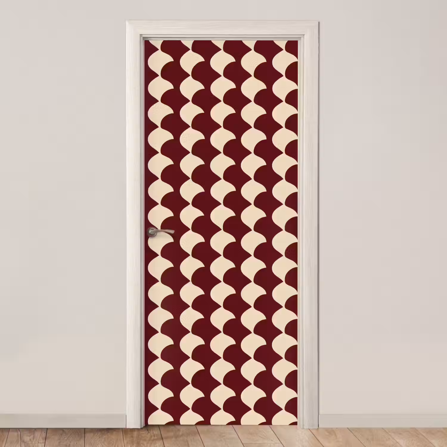 Rood - Tegelpatroon - Crème deurposter klein 289 -3d_beige
