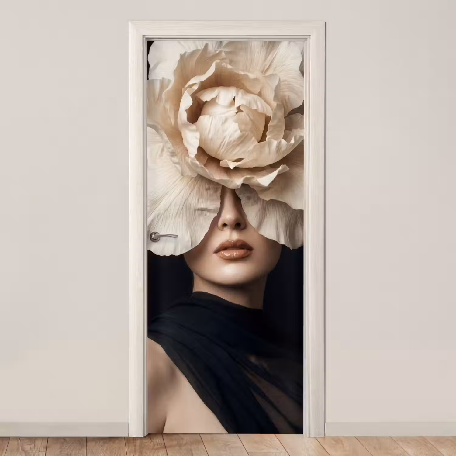 Roos - Tijdloos - Zwart deurposter klein -3d_beige