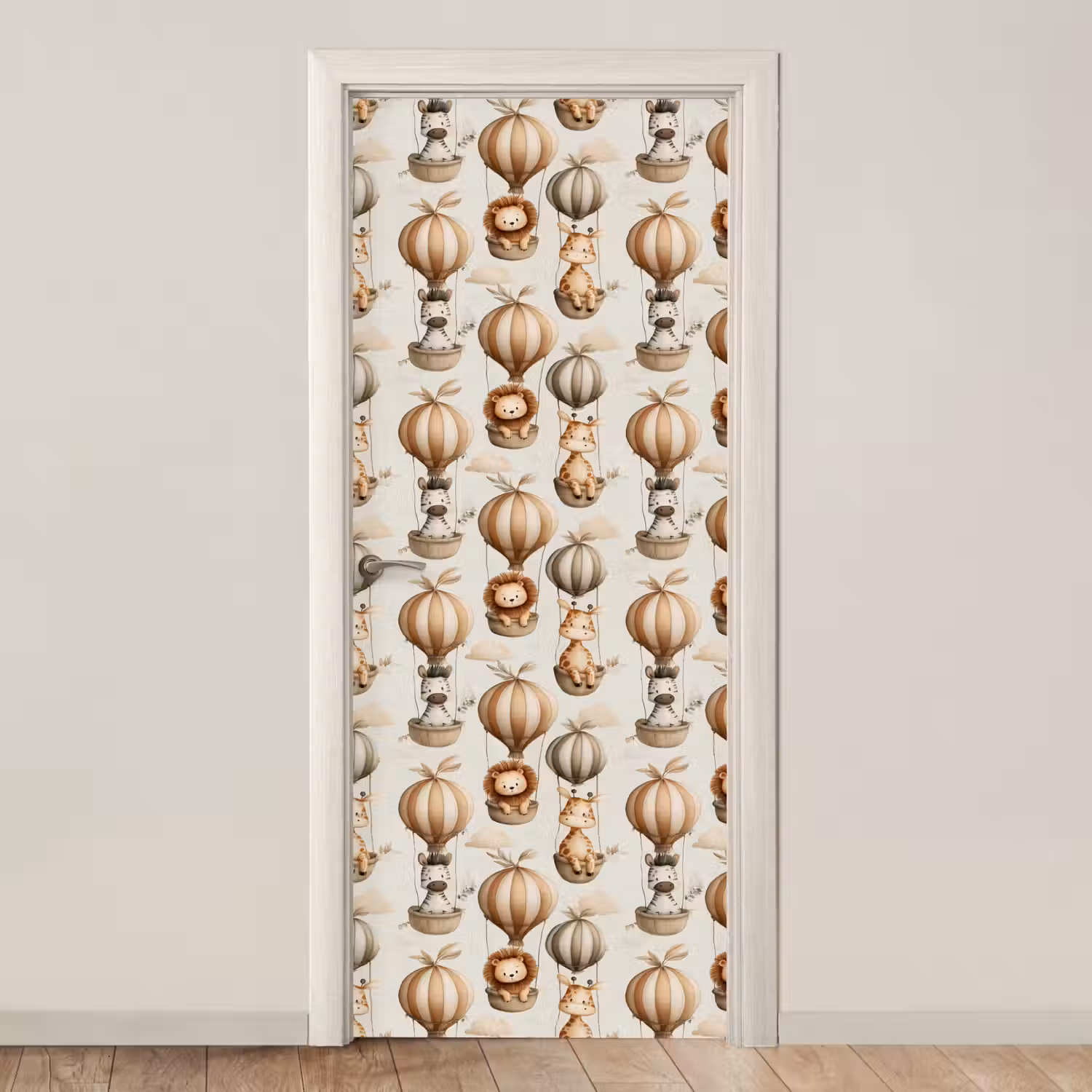 Safari - Luchtballonen - Taupe deurposter klein 289 -3d_beige