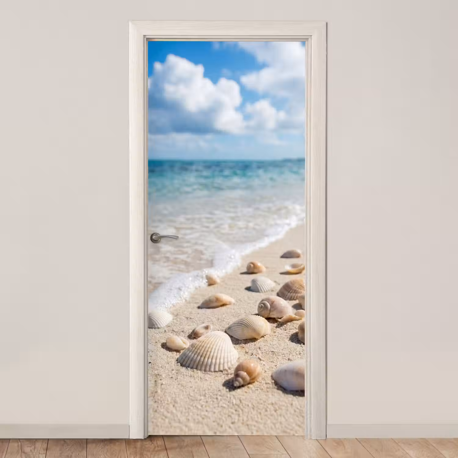 Schelpen - Strand - Natuur - Beige deurposter klein -3d_beige