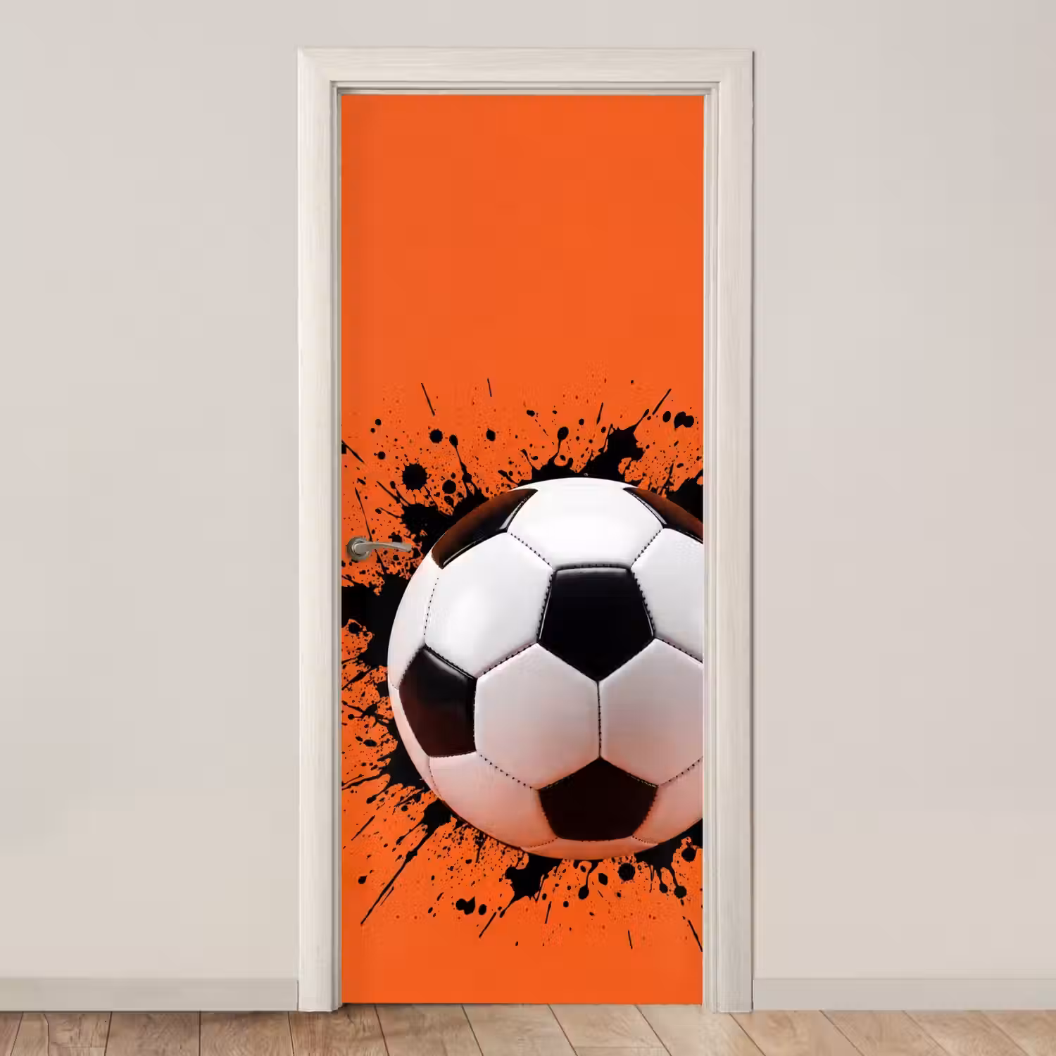 Voetbal - Verf - Sport - Oranje deurposter klein -3d_beige