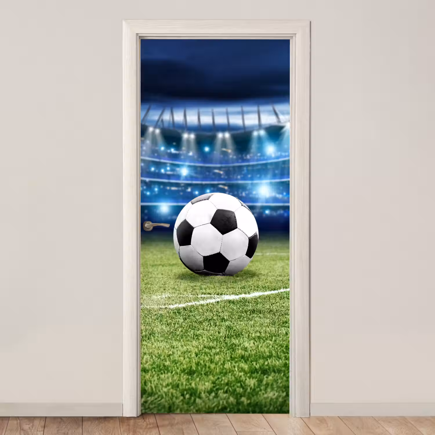 Voetbal - Stadion - Bal - Jongens deurposter klein -3d_beige