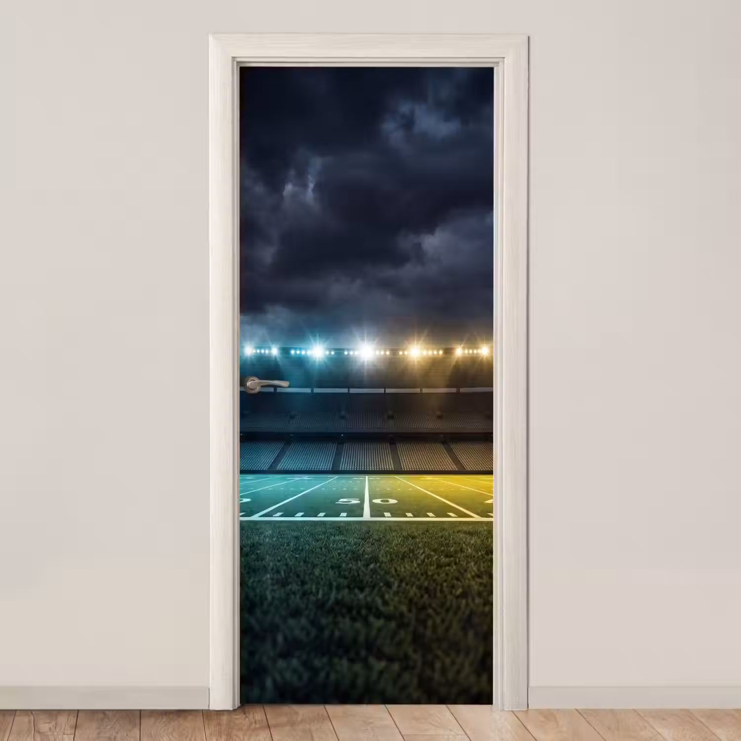 Voetbal - Stadion - Nacht - Modern deurposter klein -3d_beige