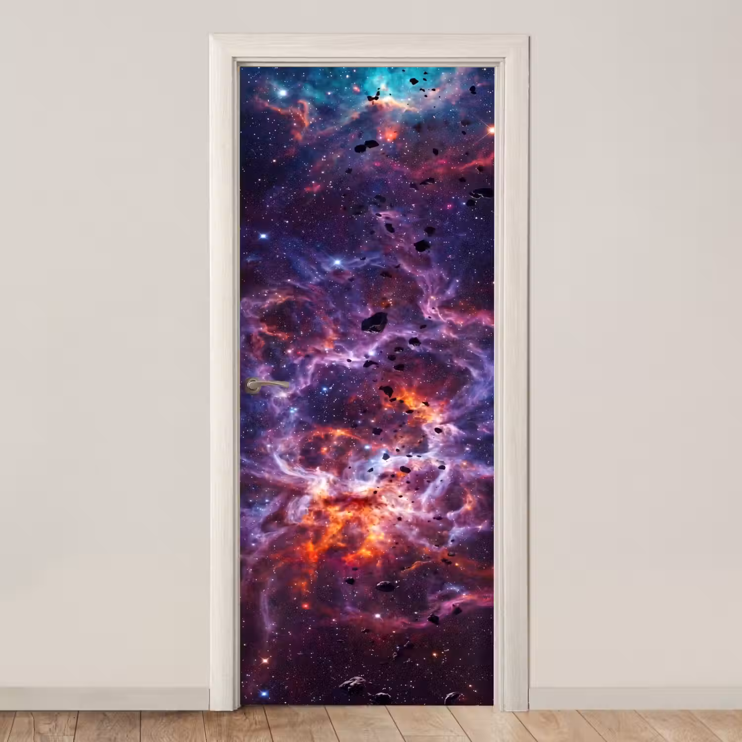 Space - Stars - Abstract - Colorful deurposter klein -3d_beige