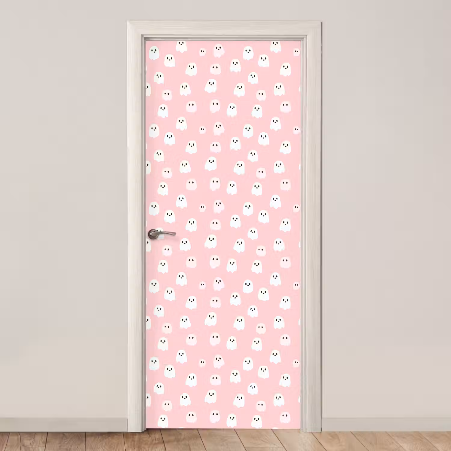 Spookjes - Patroon - Roze deurposter klein 289 -3d_beige
