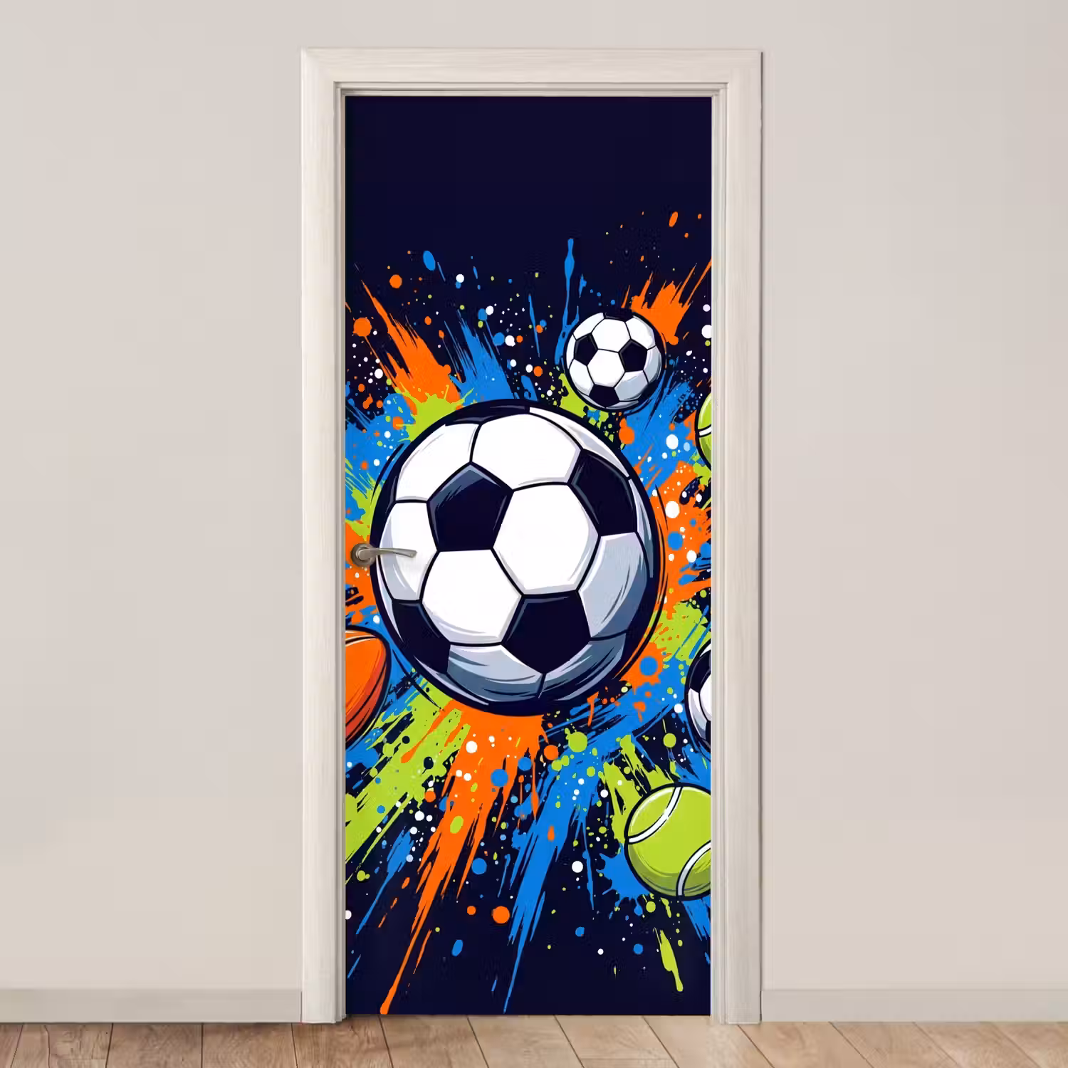 Sport - Ballen - Kleurrijk deurposter klein -3d_beige