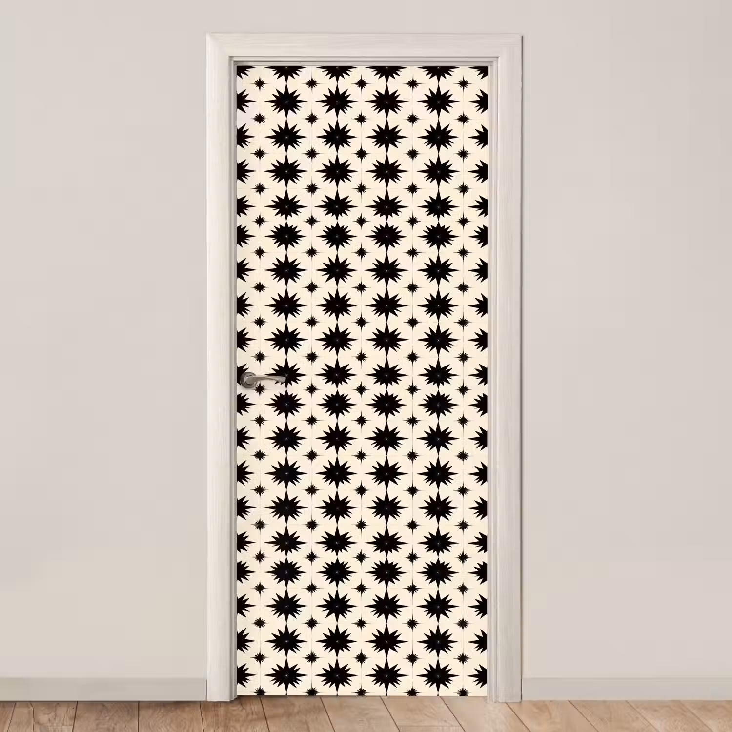 Stervormen - Geometrisch - Zwart deurposter klein 289 -3d_beige